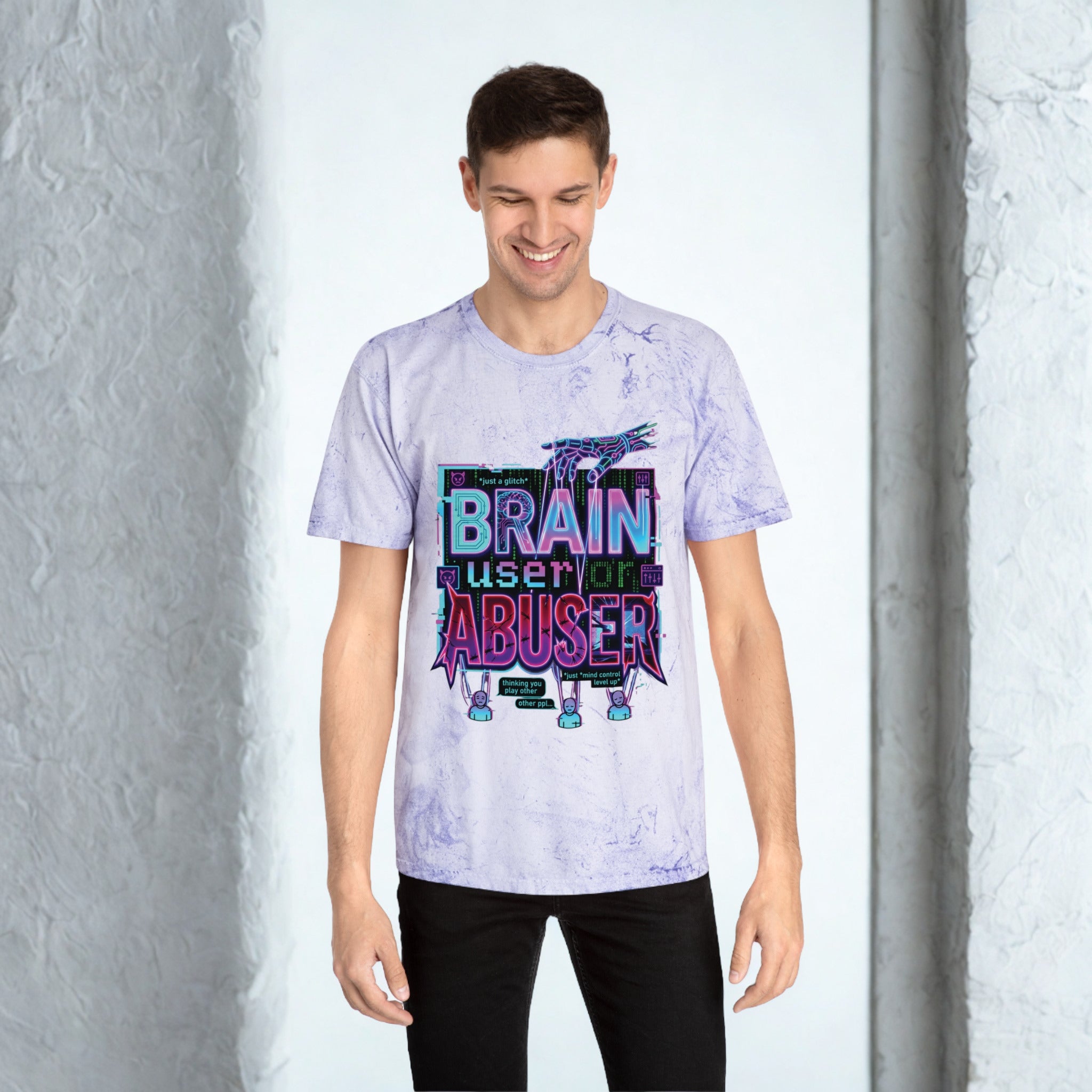 Brain User or Abuser GEN Z Premium Washed Graphic Tee — Retro Vaporwave 'Use Your Brain' Tie-Dye Shirt