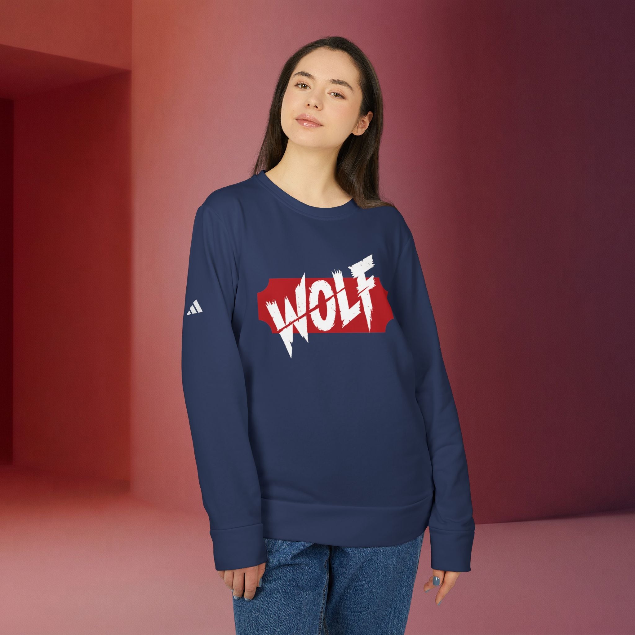 For a Wolf Crewneck Sweatshirt | Red Graphic Fleece Pullover