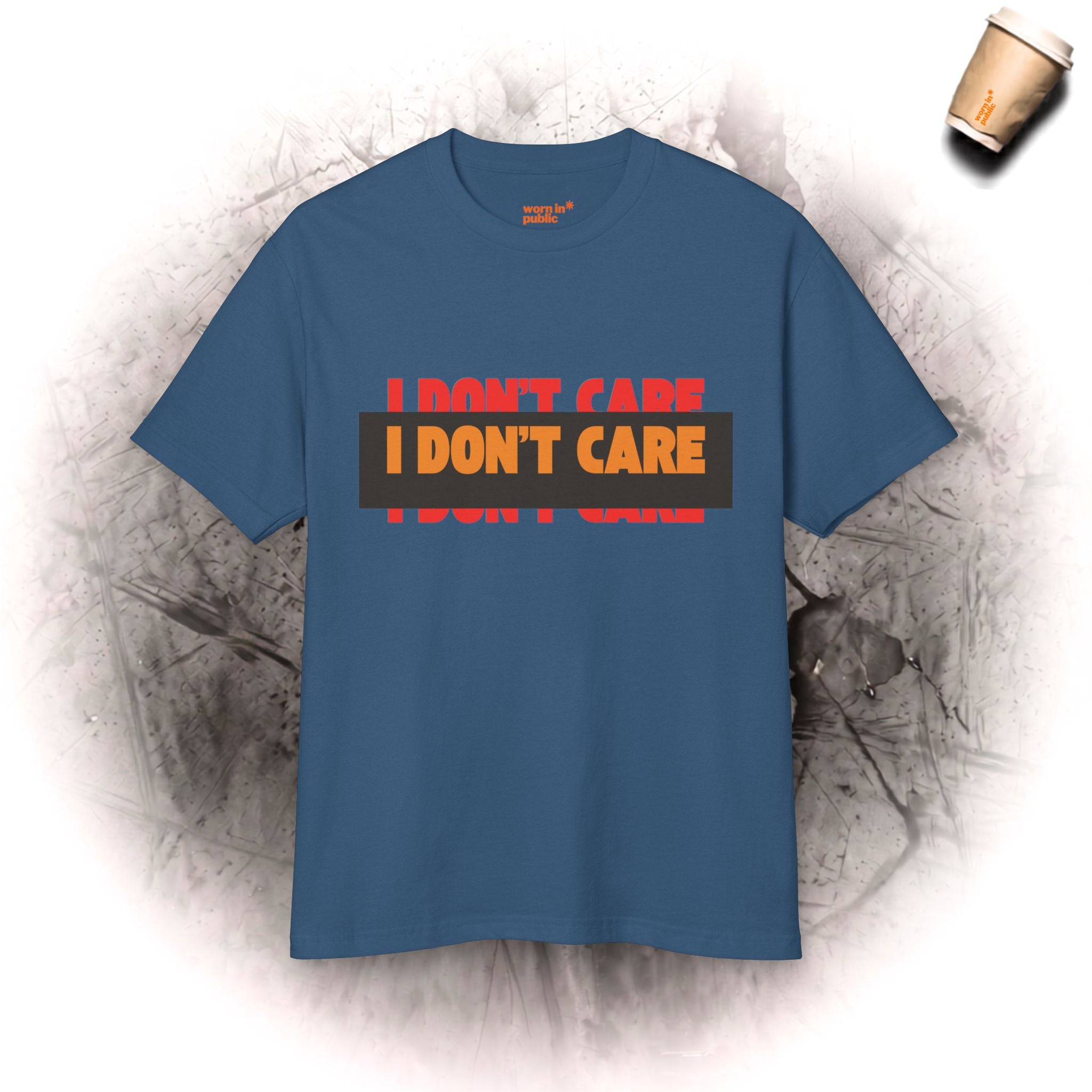 T-Shirt mit „I Don't Care“-Aufdruck | Statement-Shirt mit „I DON'T CARE“-Print