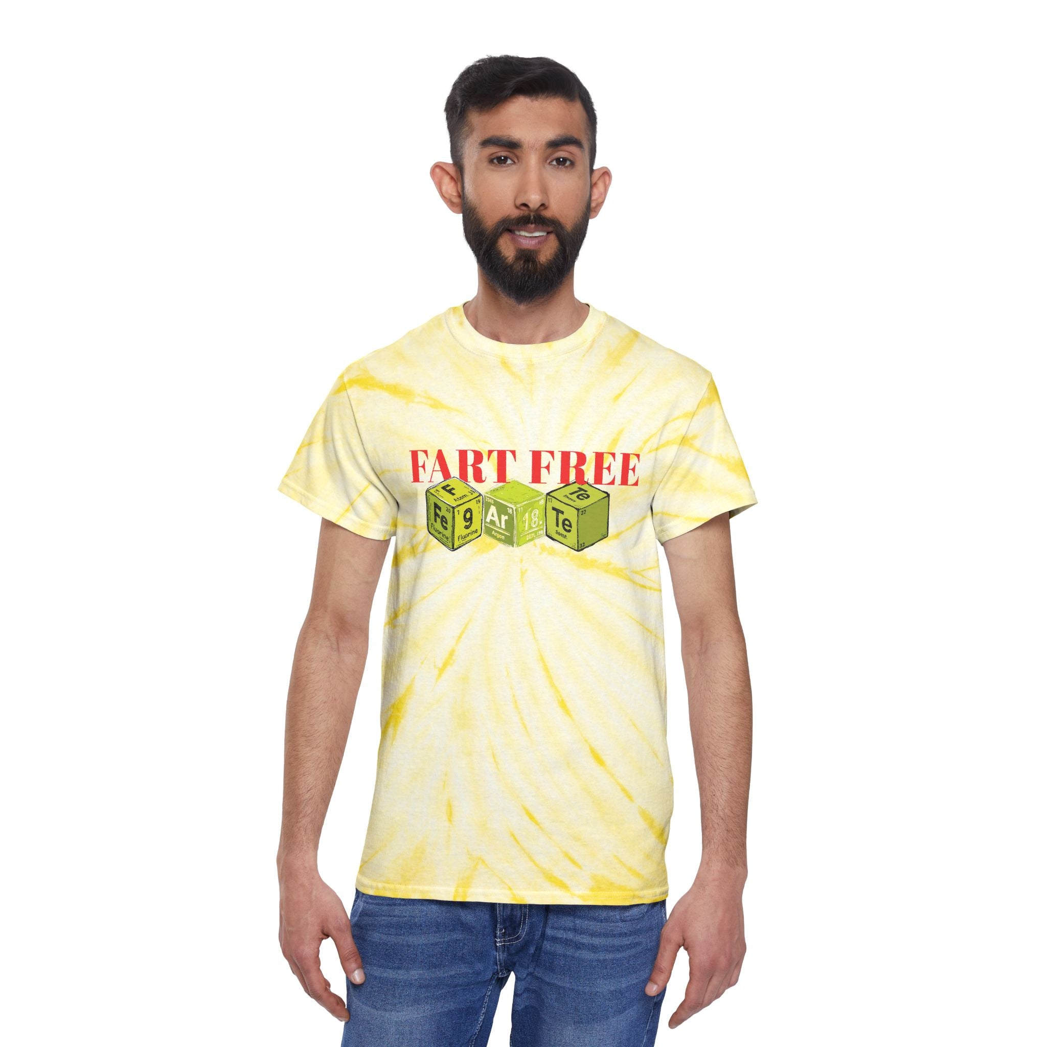 Fart Free Tie-Dye T-Shirt | Funny Graphic Tee in Cyclone Yellow