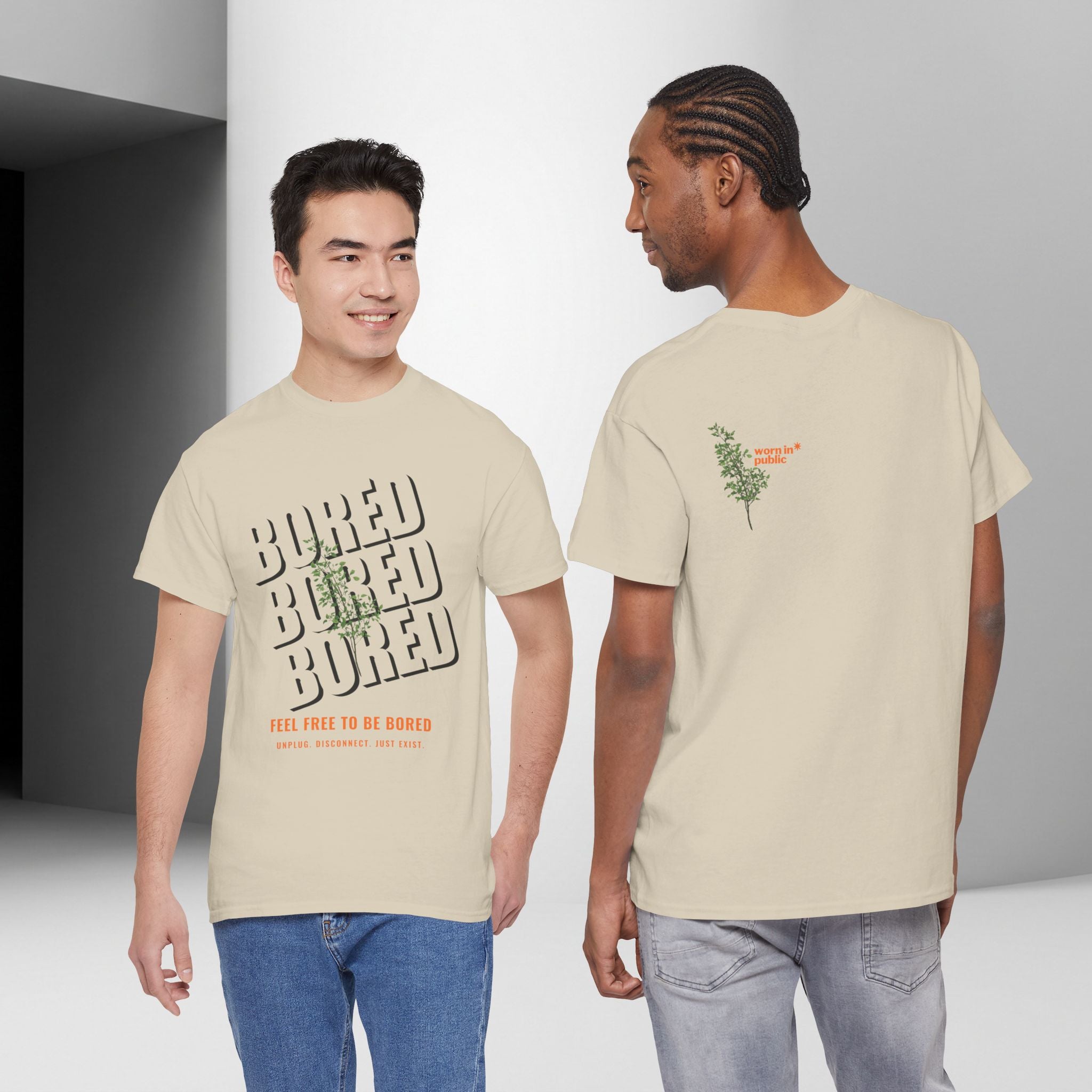 Unisex Botanical Tee — "Feel Free to Be Bored" Graphic T-Shirt