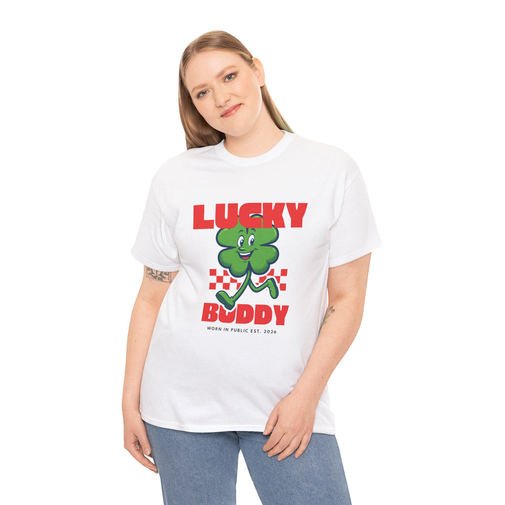 Lucky Buddy Clover T-Shirt | Retro Checker St. Patrick's Day Graphic Tee