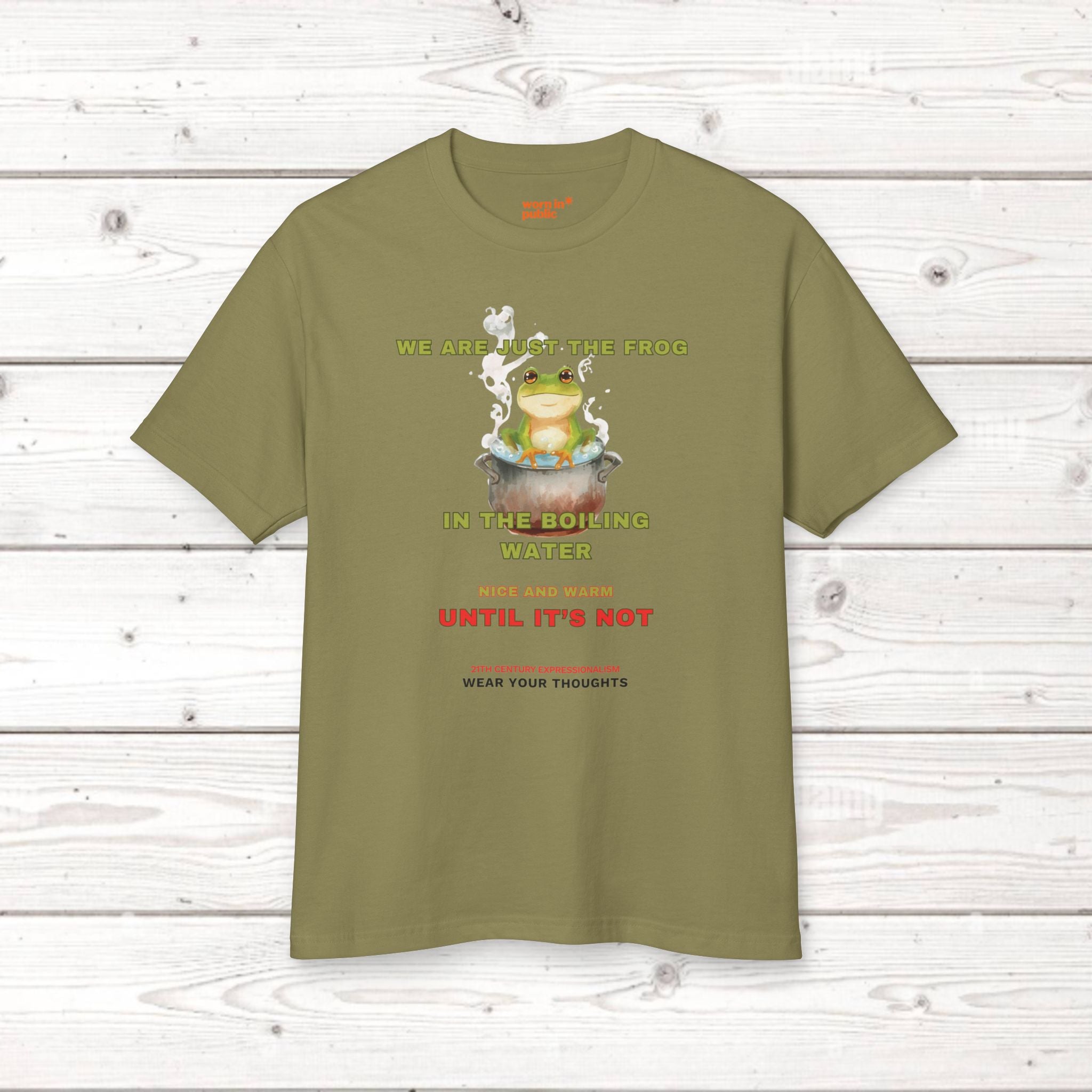 Frosch im kochenden Wasser Grafik-T-Shirt | Unisex T-Shirt mit sozialem Kommentar
