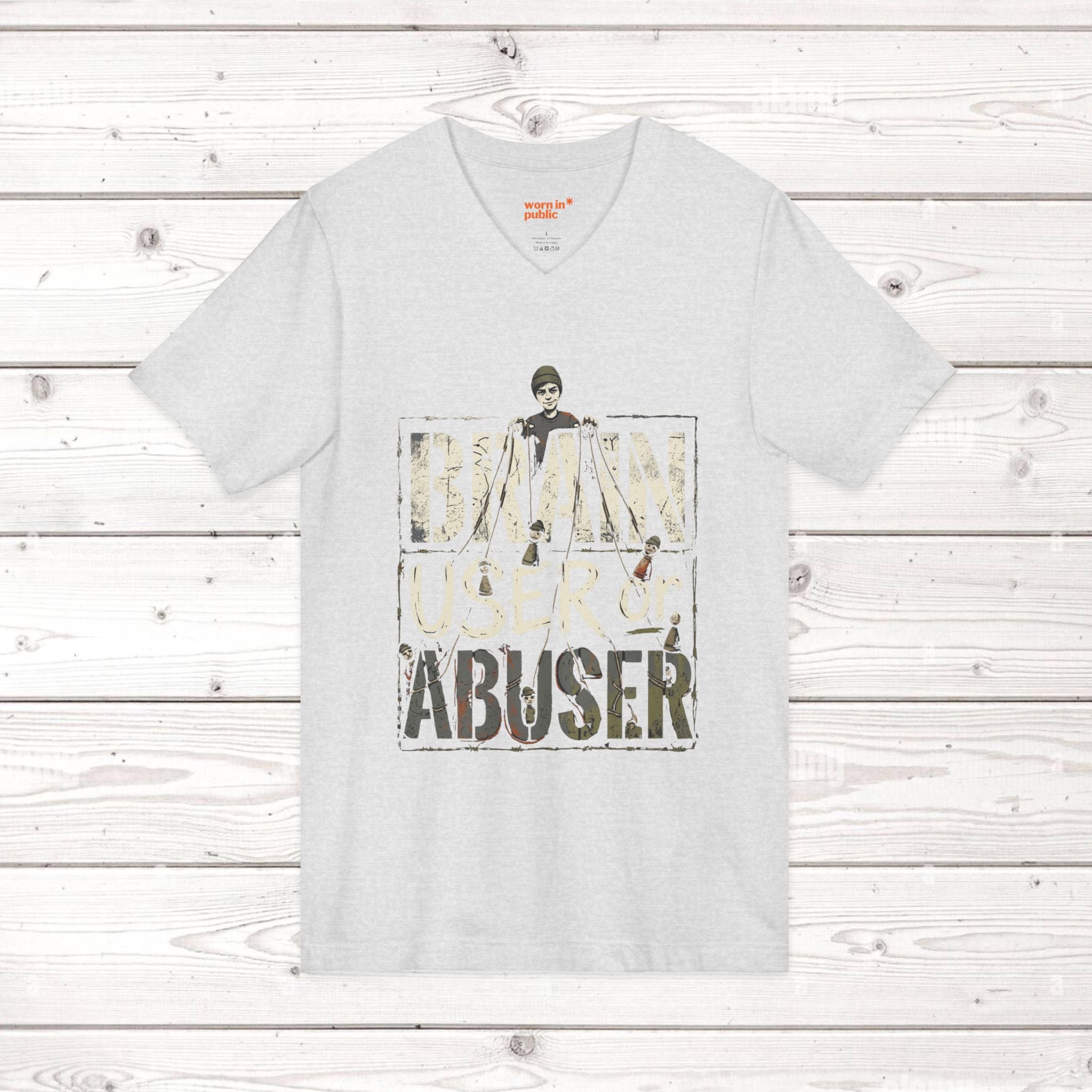 Brain User or Abuser Mens V-Neck Tee — Choose to See Graphic Awareness Shirt