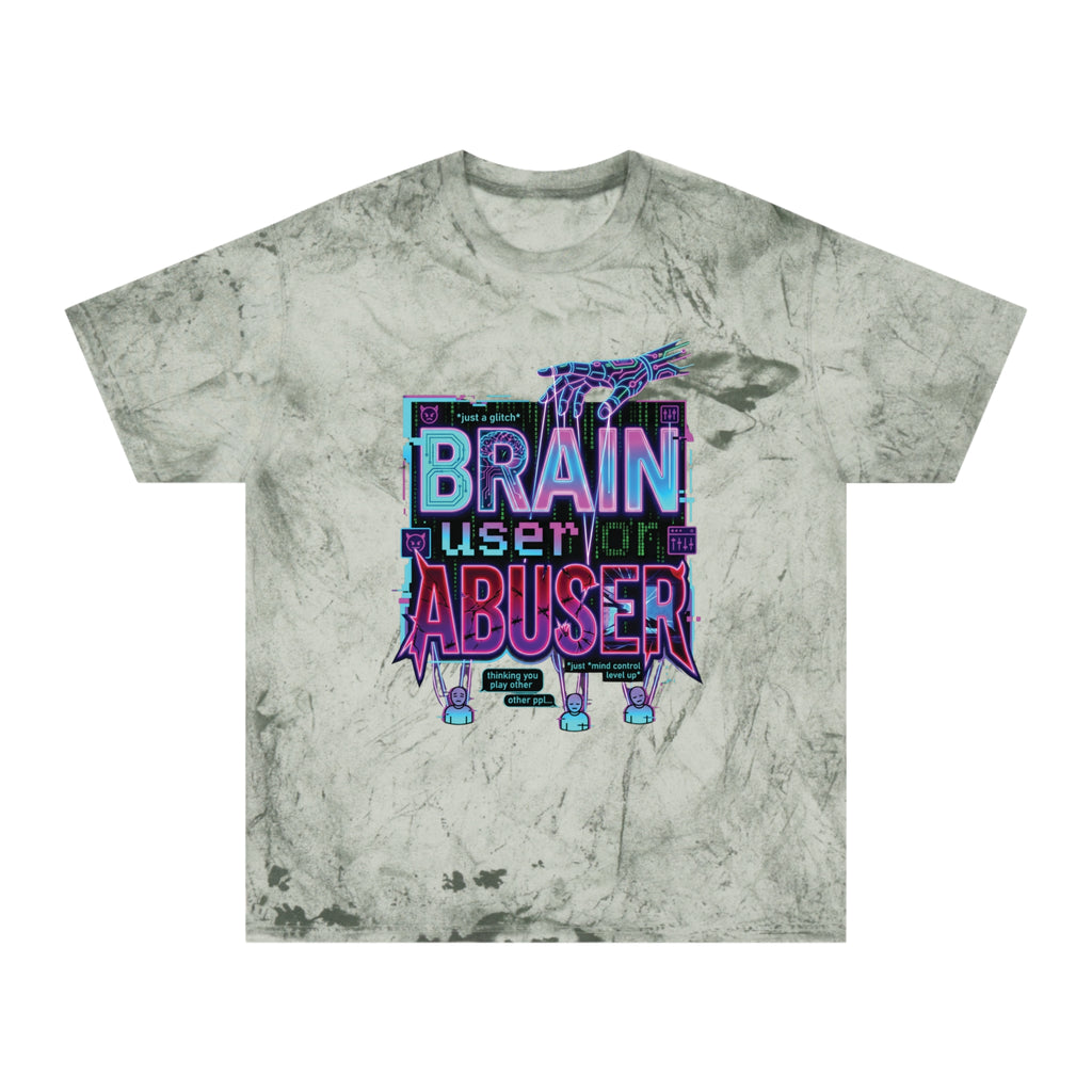 Brain User or Abuser GEN Z Premium Washed Graphic Tee — Retro Vaporwave 'Use Your Brain' Tie-Dye Shirt