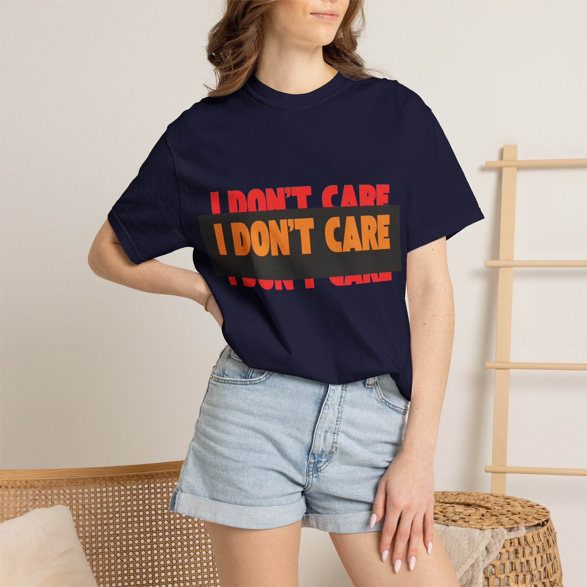 I Don't Care Graphic T-Shirt | Bold Statement Tee with 'I DON'T CARE' Print