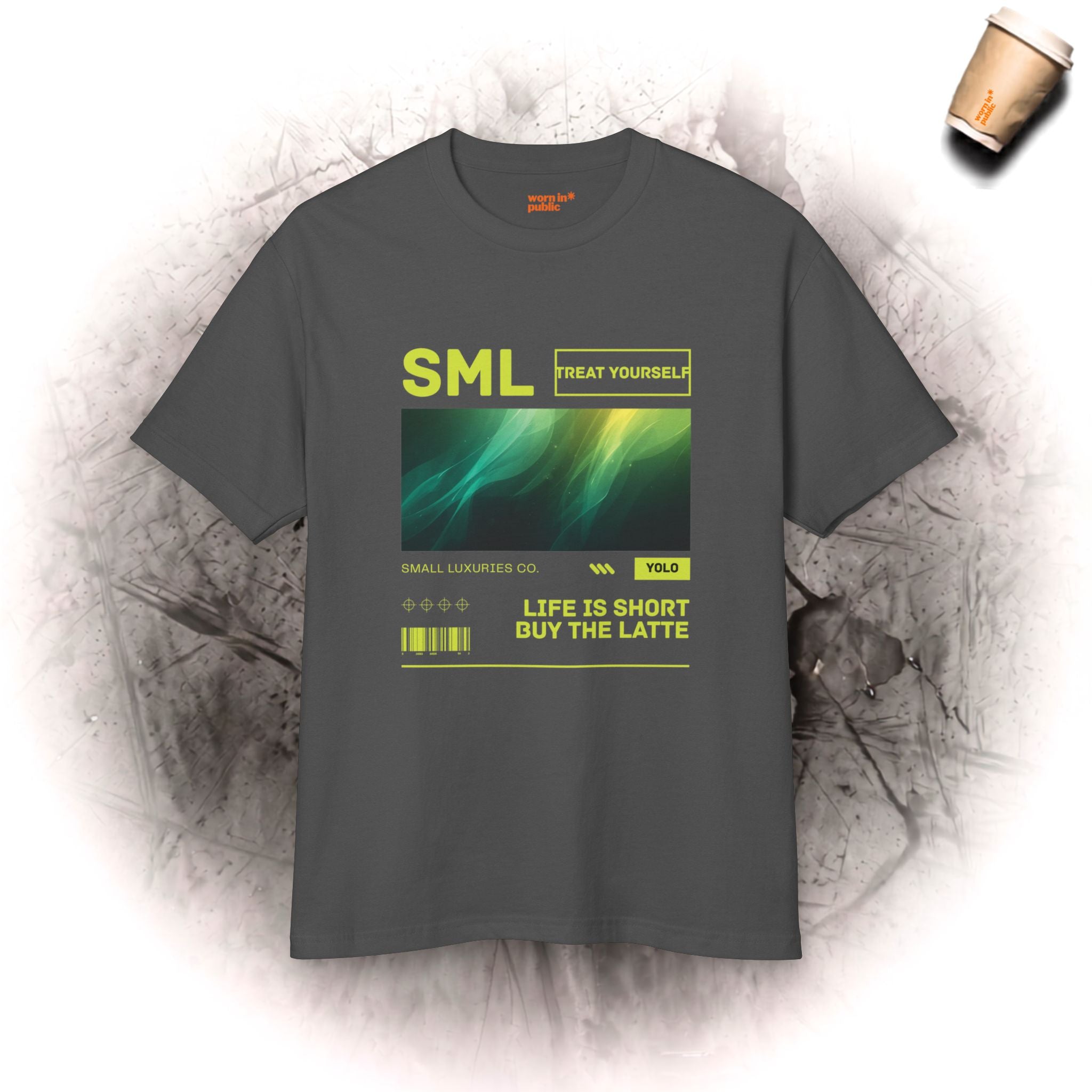 Luxuries of Life Neon Abstrakte Wellen-T-Shirt | Barcode-Grafik-T-Shirt