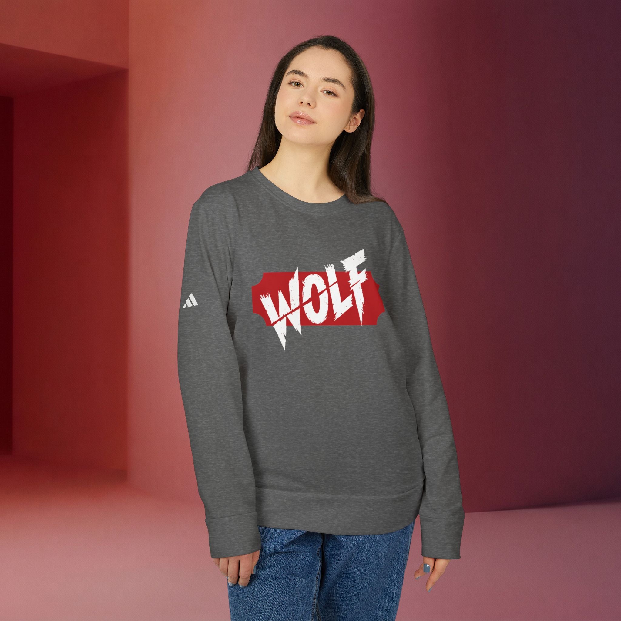 For a Wolf Crewneck Sweatshirt | Red Graphic Fleece Pullover