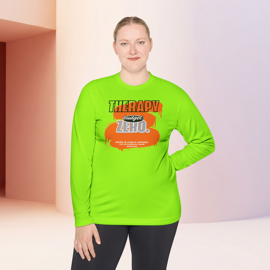 Therapy Budget Zero Long Sleeve Tee | Funny Mental Health Humor Shirt