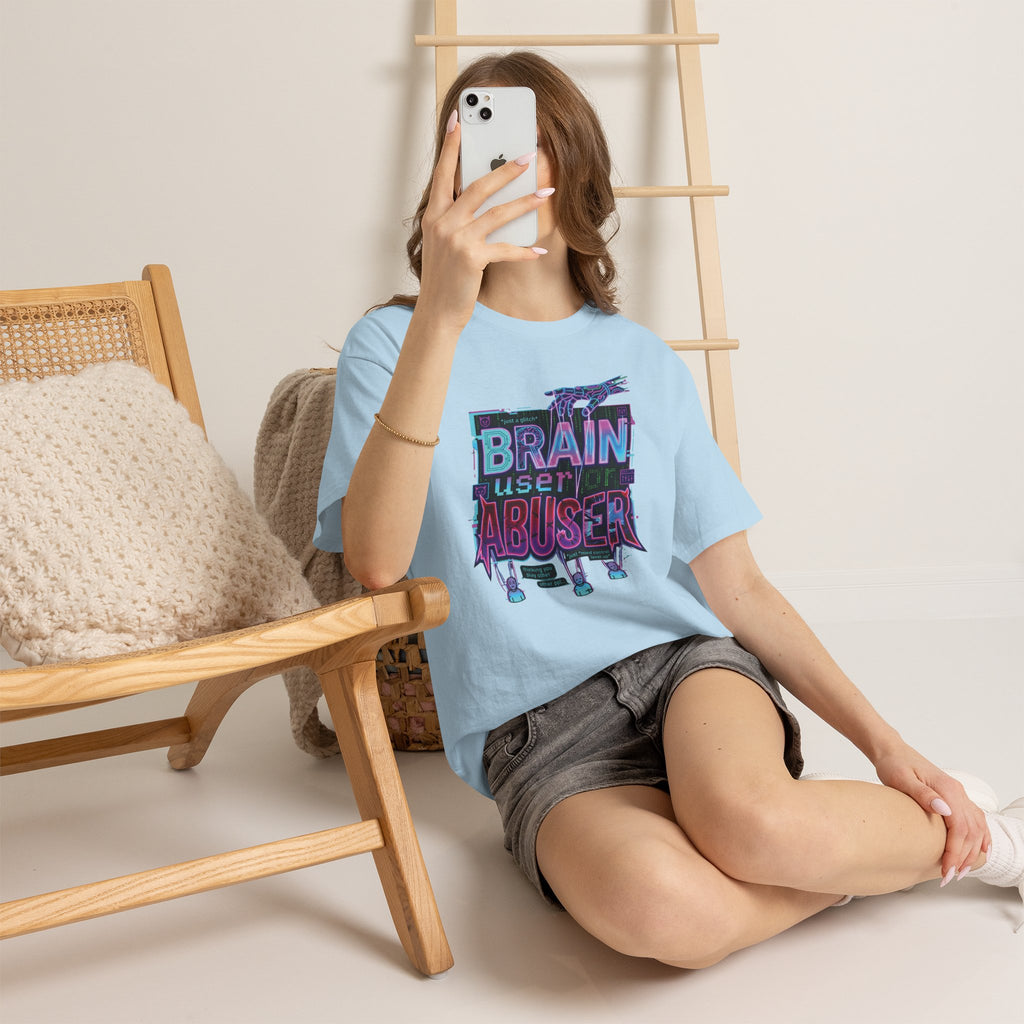 Brain User or Abuser GEN Z Unisex Tee — Retro Cyberpunk "Use Your Brain" Graphic T-Shirt