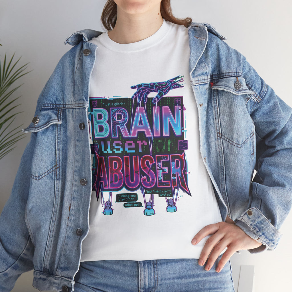 Brain User or Abuser GEN Z Unisex Tee — Retro Cyberpunk "Use Your Brain" Graphic T-Shirt