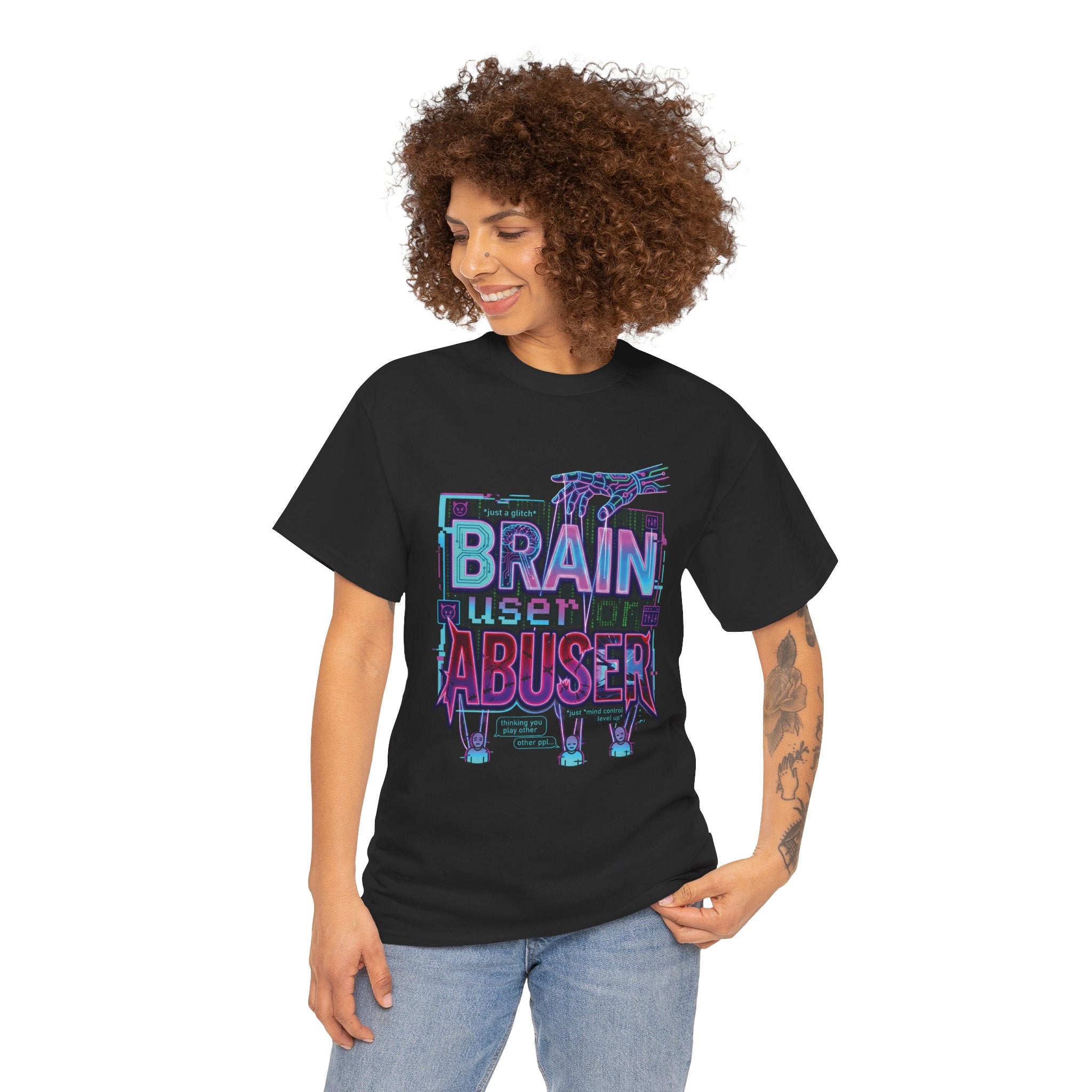 Brain User or Abuser GEN Z Unisex Tee — Retro Cyberpunk "Use Your Brain" Graphic T-Shirt