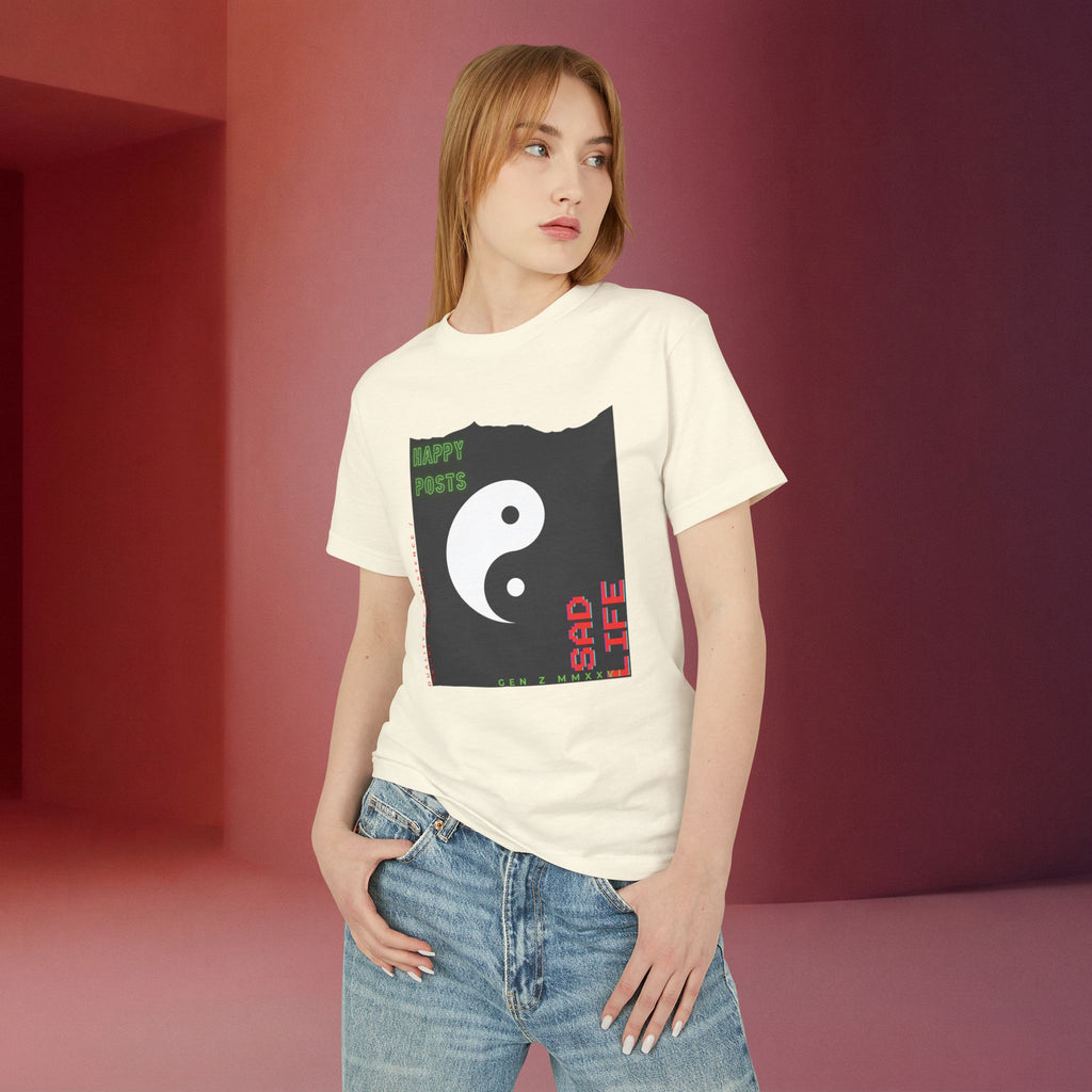 Yin Yang 'Happy Posts / Sad Life' | Vintage Garment-Dyed Unisex Graphic Tee