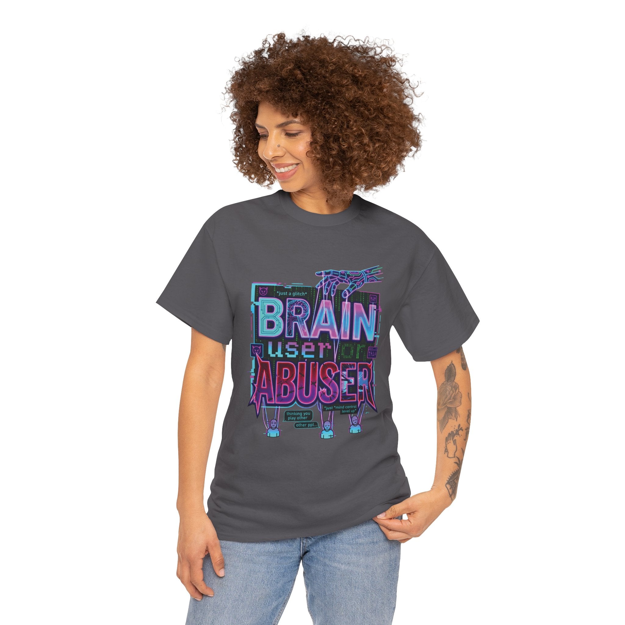 Brain User or Abuser GEN Z Unisex Tee — Retro Cyberpunk "Use Your Brain" Graphic T-Shirt