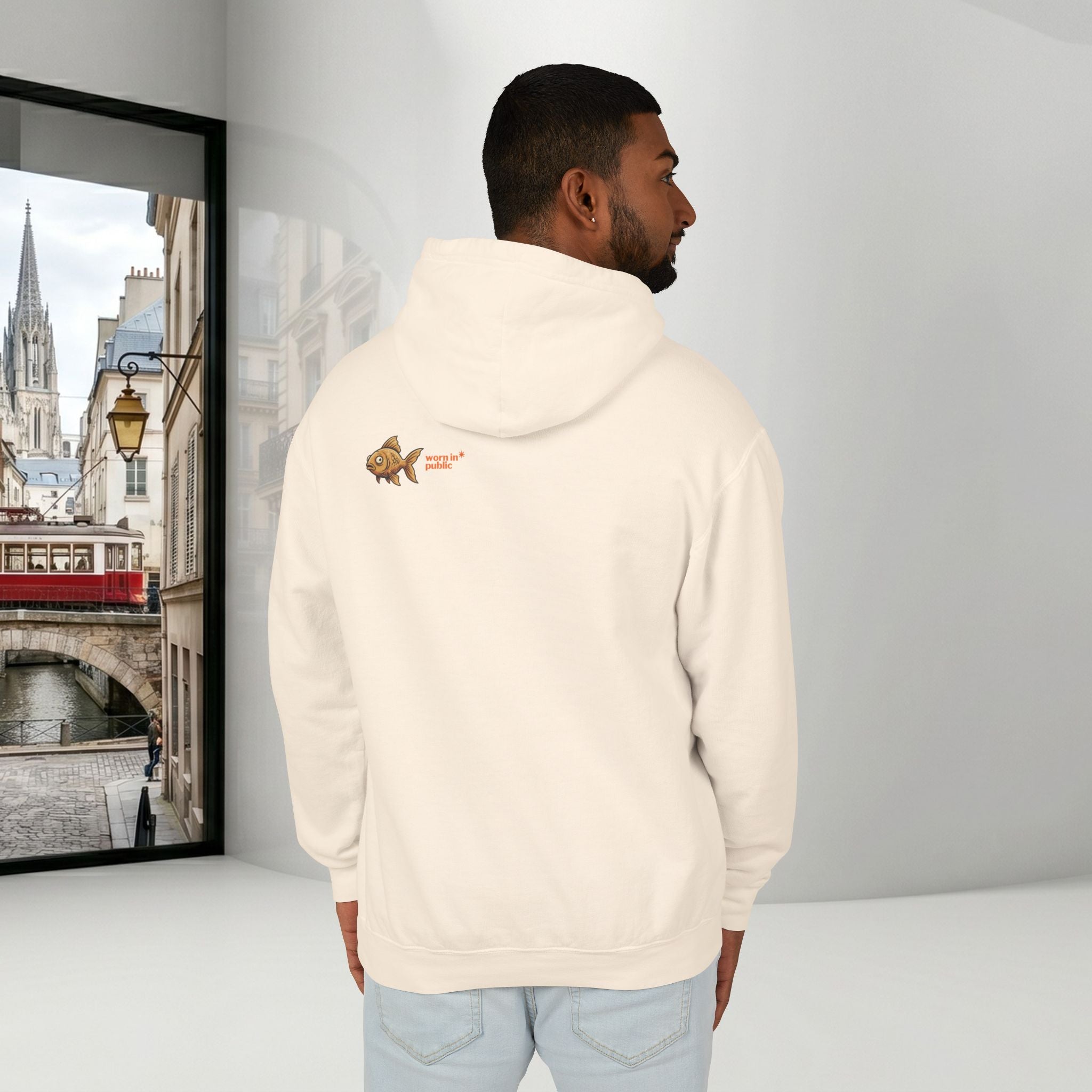 Fish Brain Substitution Plan Hoodie — Vintage Unisex Surreal Graphic Pullover