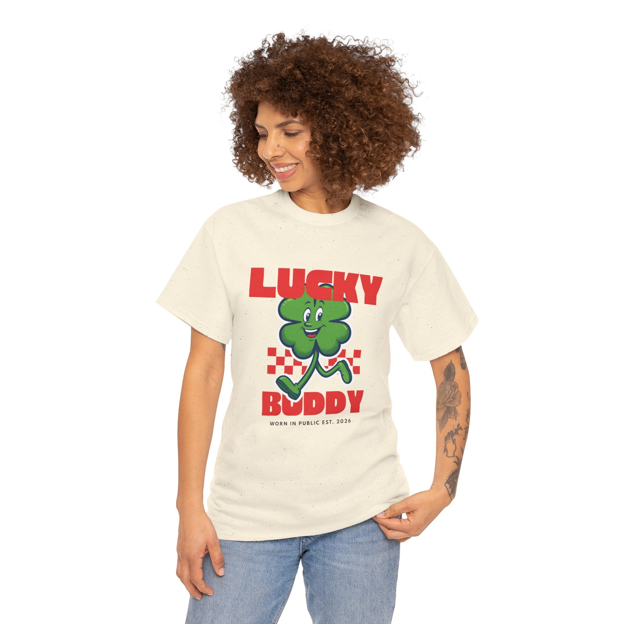 Lucky Buddy Clover T-Shirt | Retro Checker St. Patrick's Day Graphic Tee