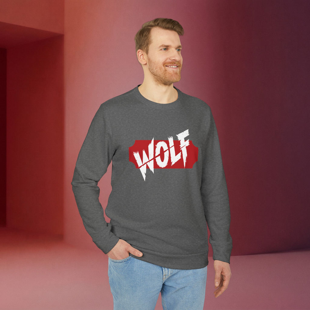 For a Wolf Crewneck Sweatshirt | Red Graphic Fleece Pullover