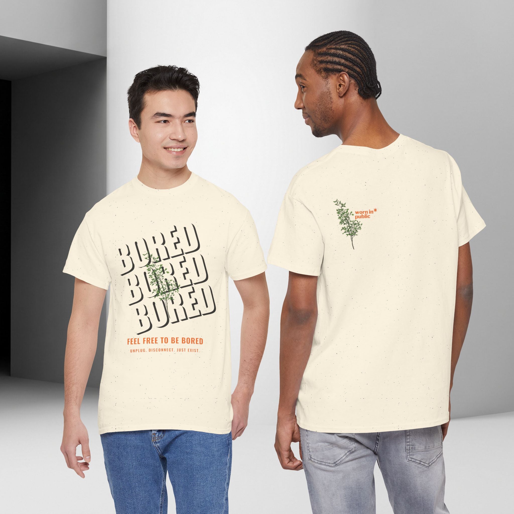 Unisex Botanical Tee — "Feel Free to Be Bored" Graphic T-Shirt