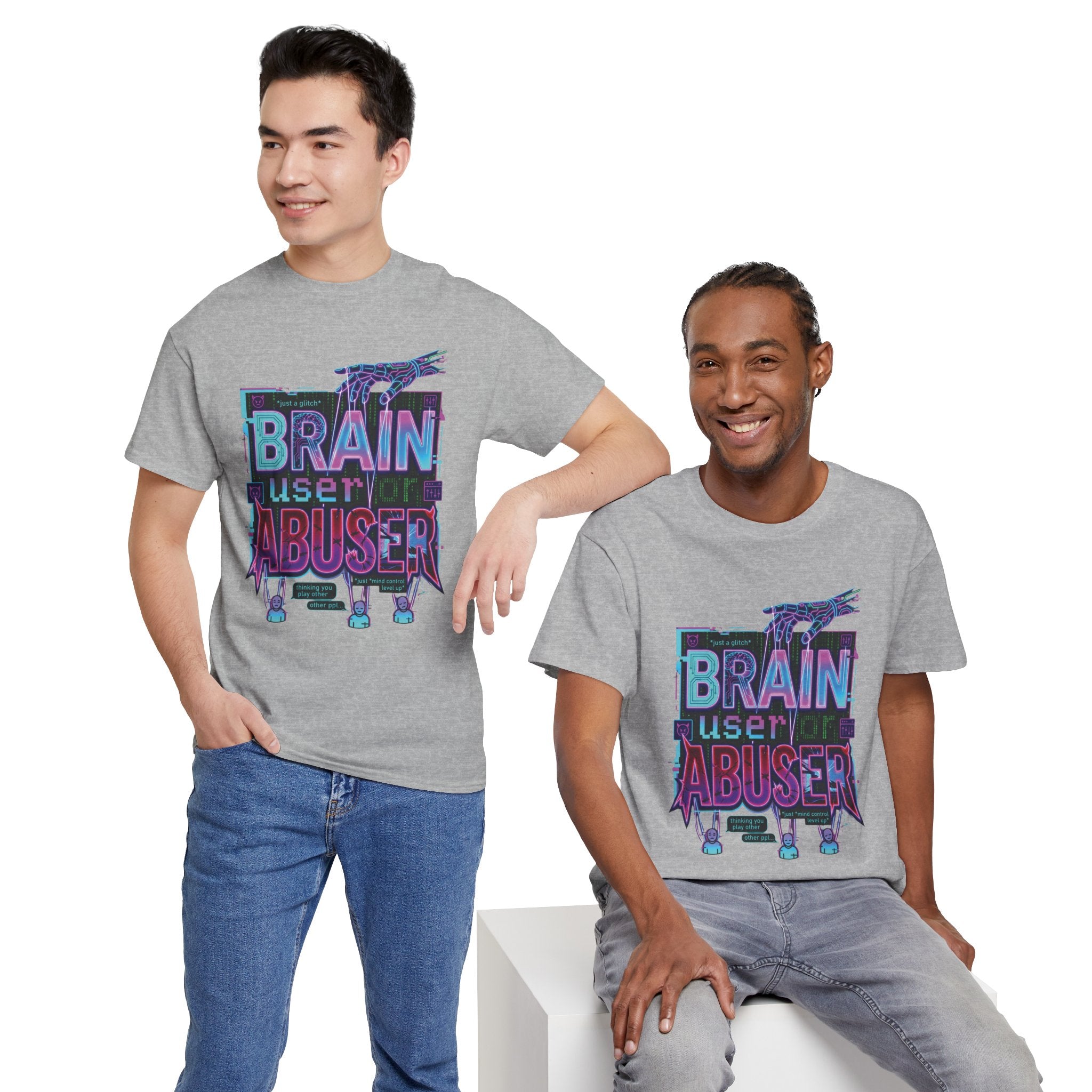 Brain User or Abuser GEN Z Unisex Tee — Retro Cyberpunk "Use Your Brain" Graphic T-Shirt