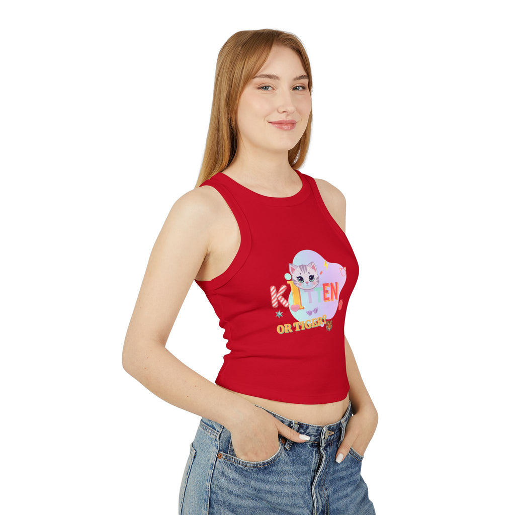 Kitten or Tiger Tank Top | Cute Pastel Cat Graphic with Retro Letters