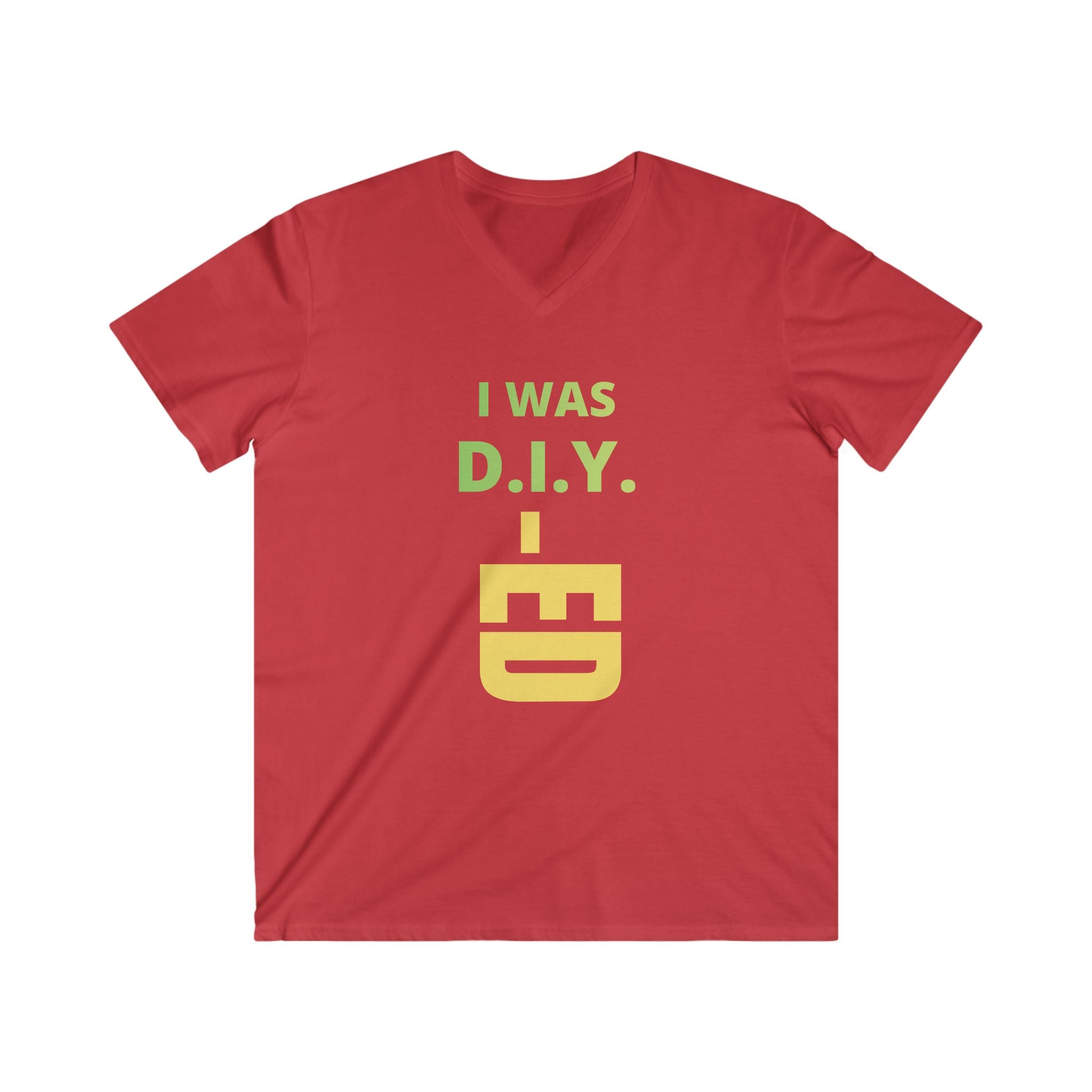 DIY-ED Graphic V-Neck Tee | 'I Was D.I.Y.' Novelty Shirt
