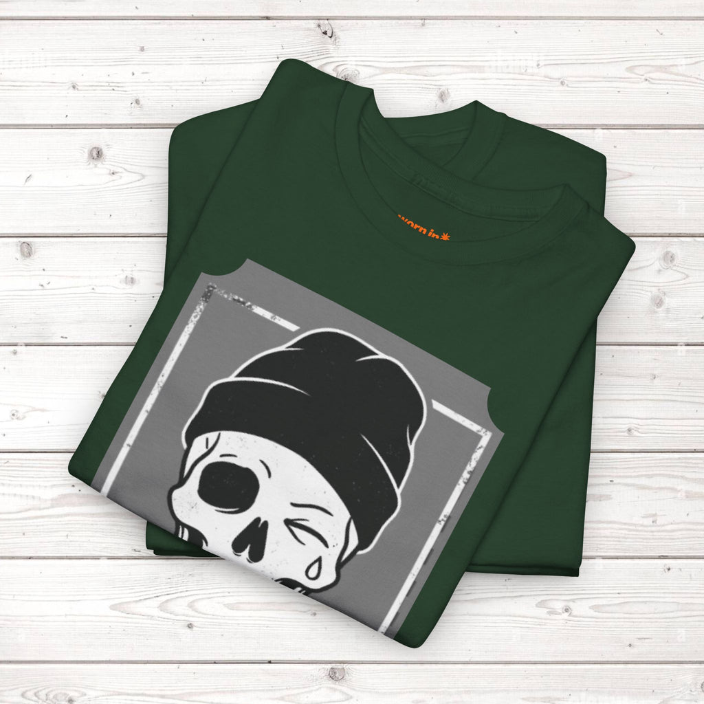 Too Tired To Care Skull T-Shirt | Funny Sarcastic Graphic Tee for the Exhausted