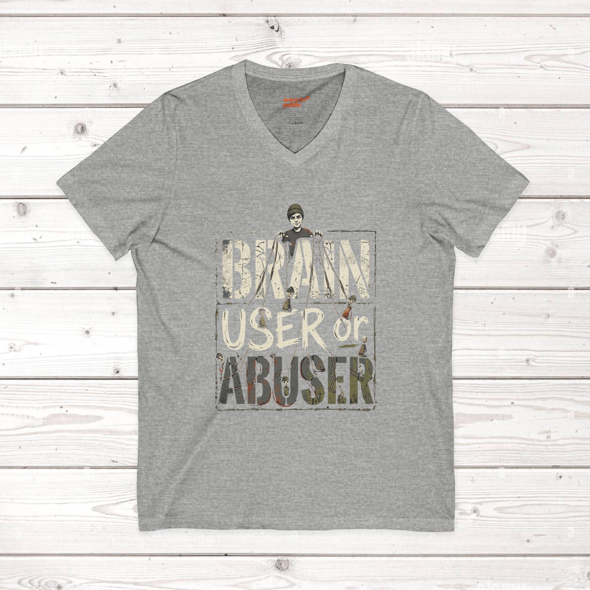 Brain User or Abuser Mens V-Neck Tee — Choose to See Graphic Awareness Shirt