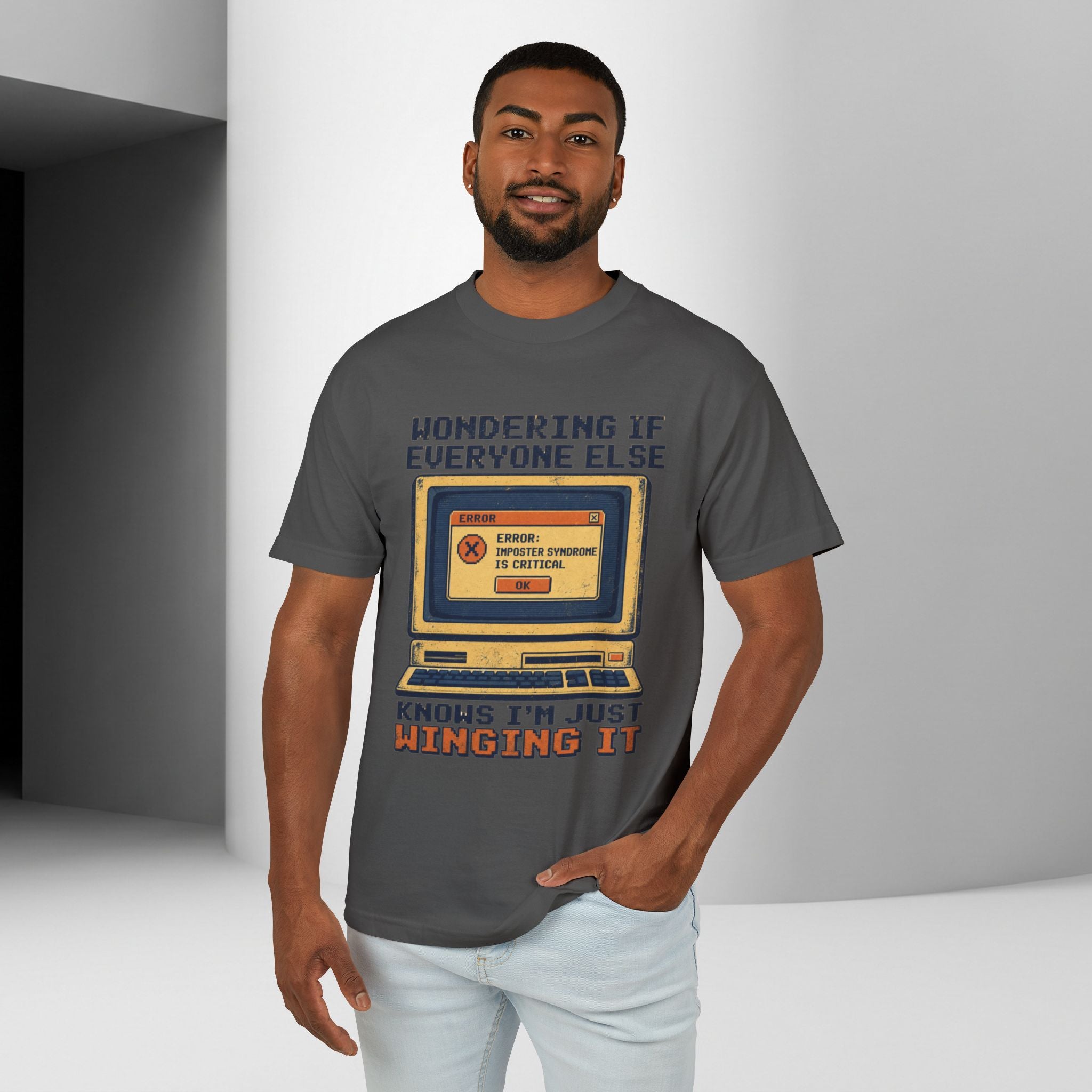 Winging It Retro Computer Unisex Tee — Funny Vintage Tech Graphic T-Shirt
