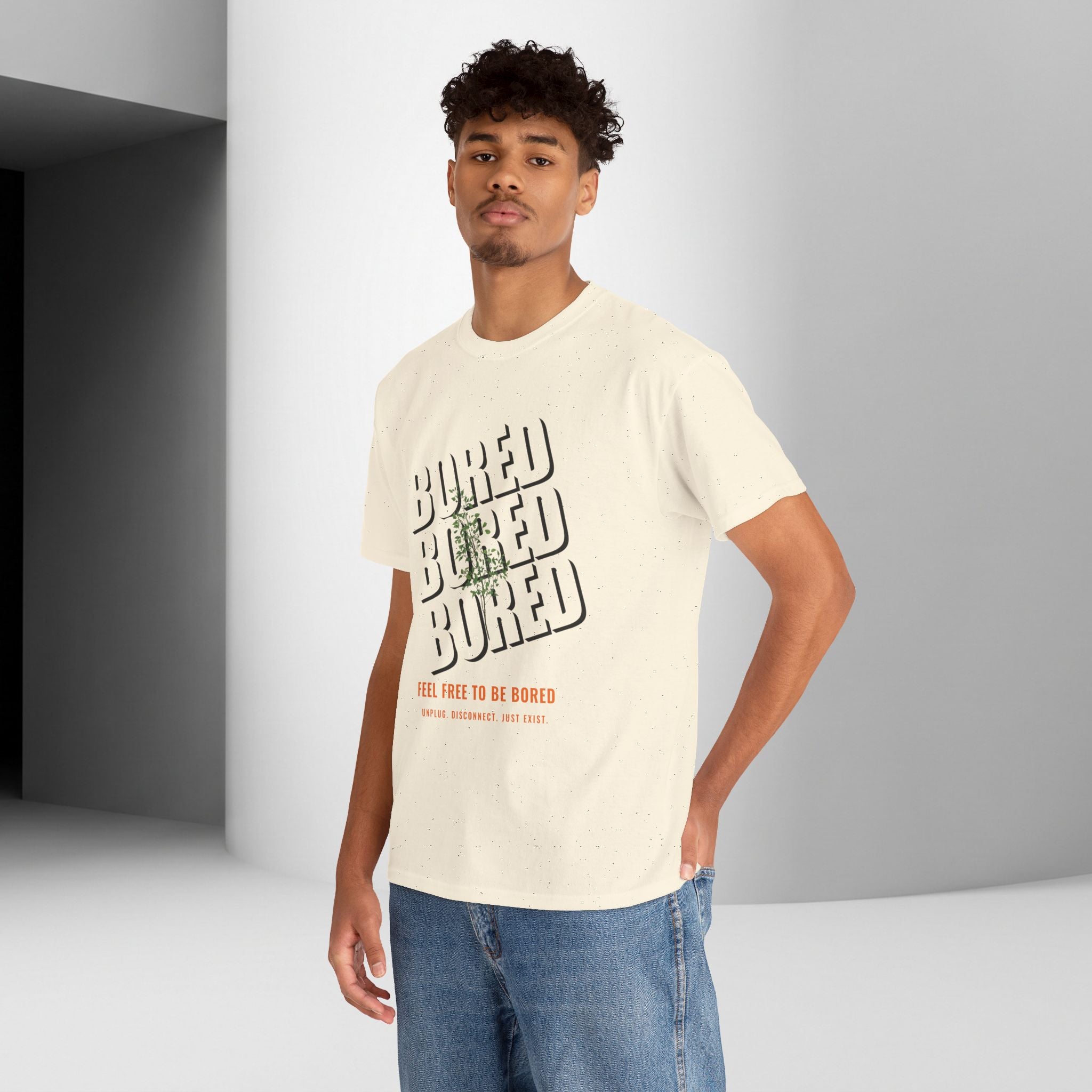 Unisex Botanical Tee — "Feel Free to Be Bored" Graphic T-Shirt