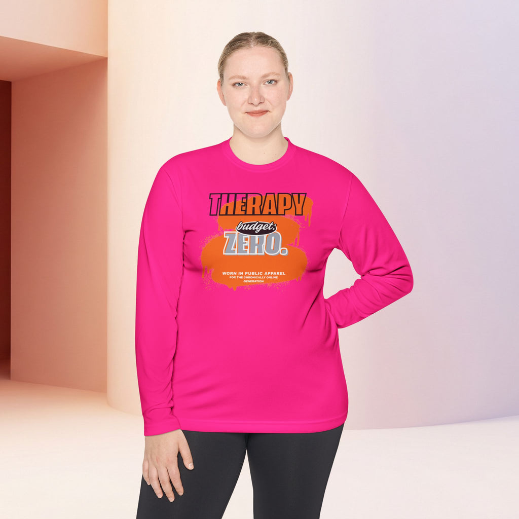Therapy Budget Zero Long Sleeve Tee | Funny Mental Health Humor Shirt