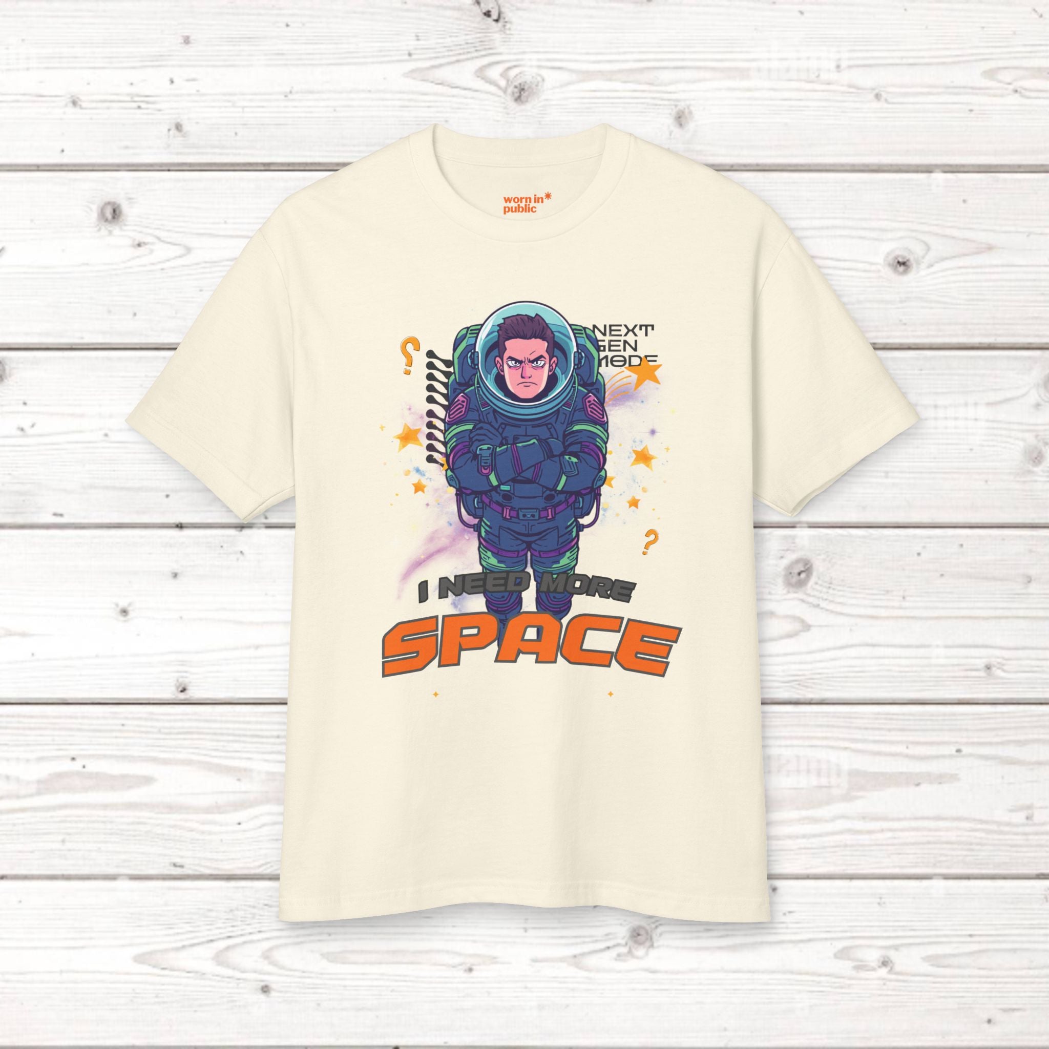 Unisex T-Shirt mit Weltraum-Grafik | I Need Space Astronauten-Shirt