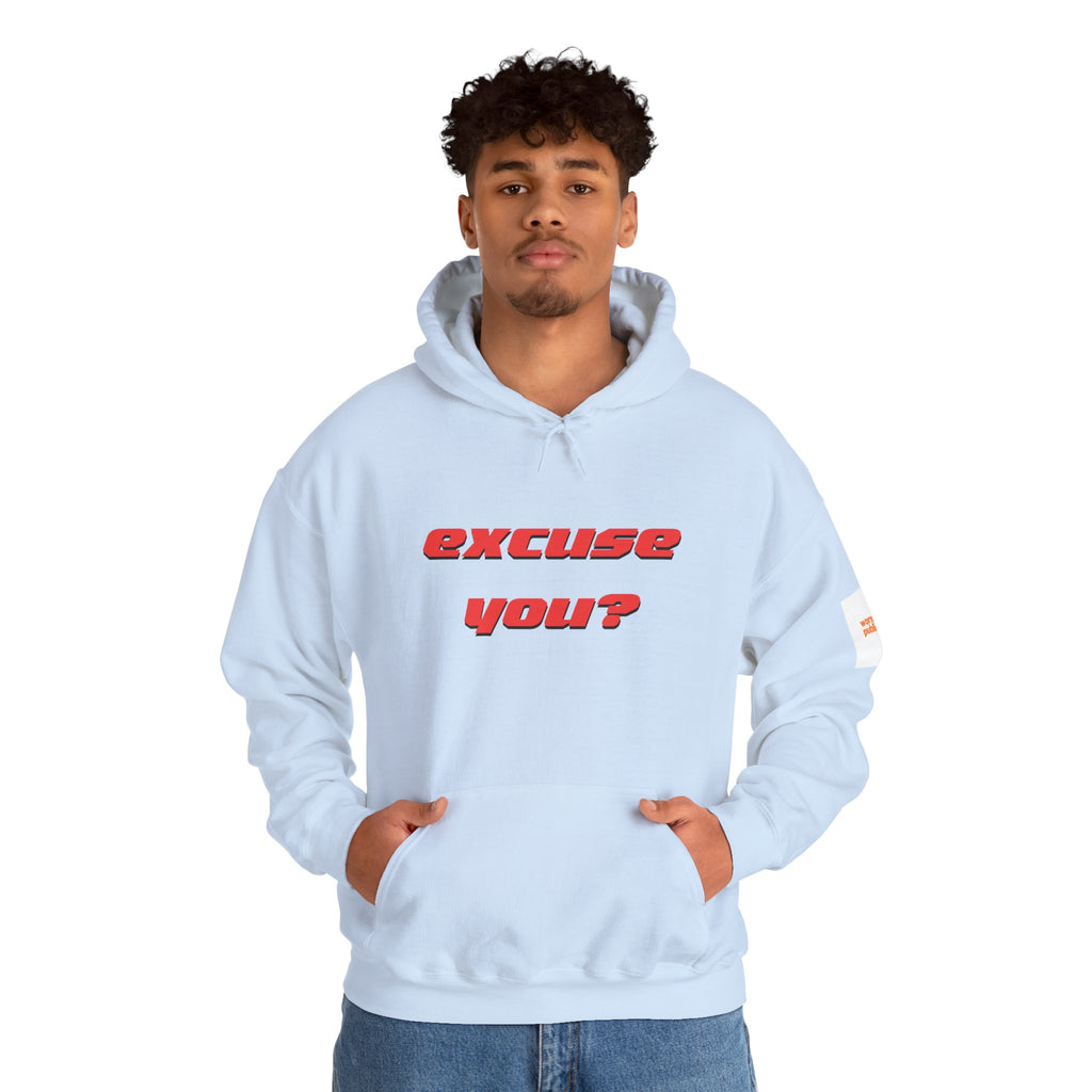 Excuse You? Hoodie | Retro Red Text Graphic Pullover