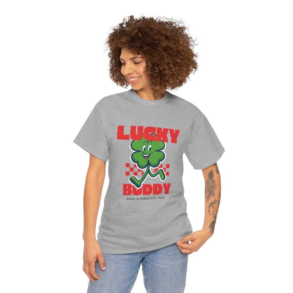 Lucky Buddy Clover T-Shirt | Retro Checker St. Patrick's Day Graphic Tee