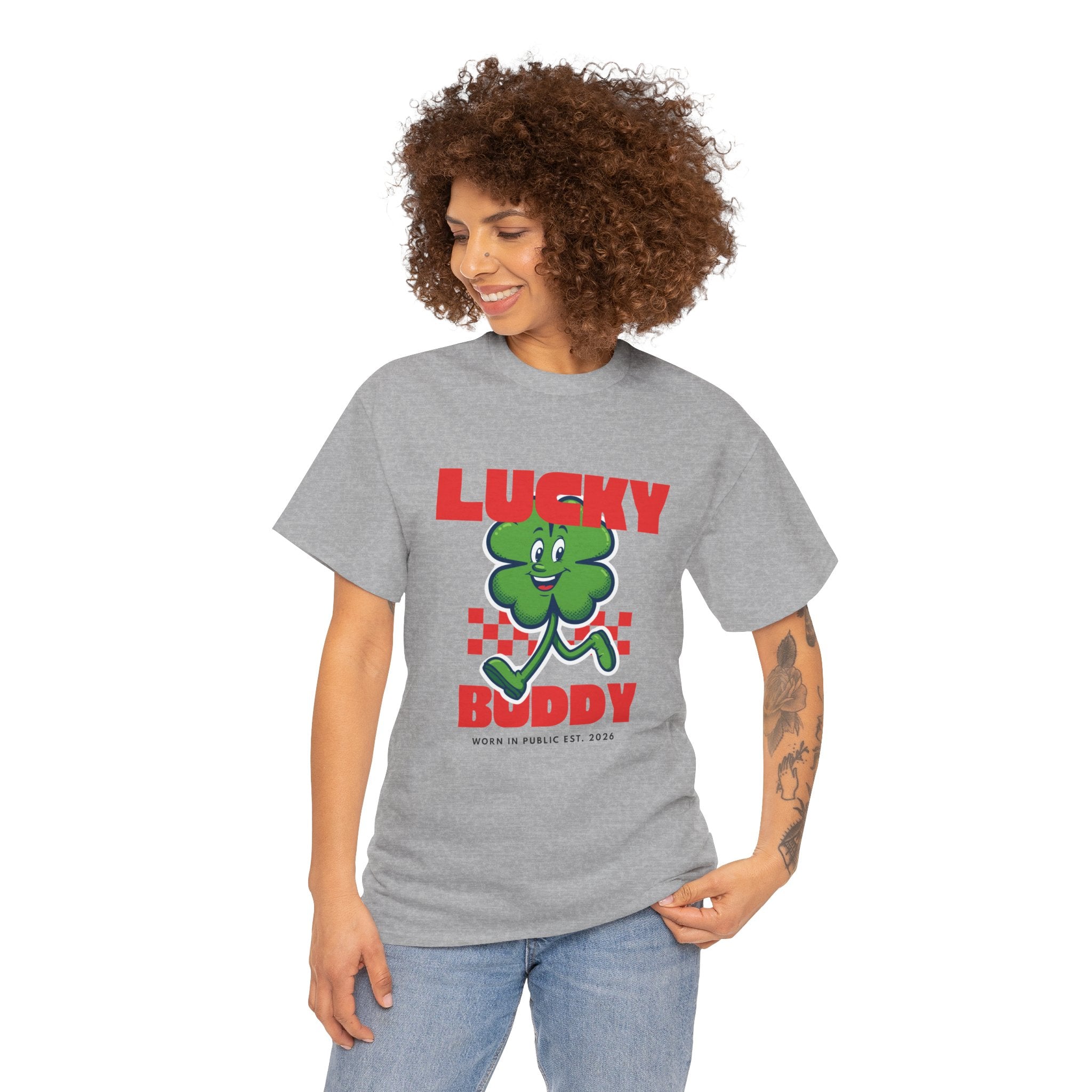 Lucky Buddy Clover T-Shirt | Retro Checker St. Patrick's Day Graphic Tee