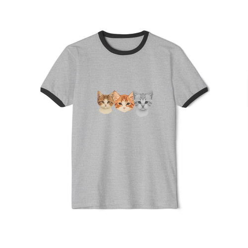 3 Kittens Full of Kuteness Unisex Ringer T-Shirt | Cute Cat Graphic Tee