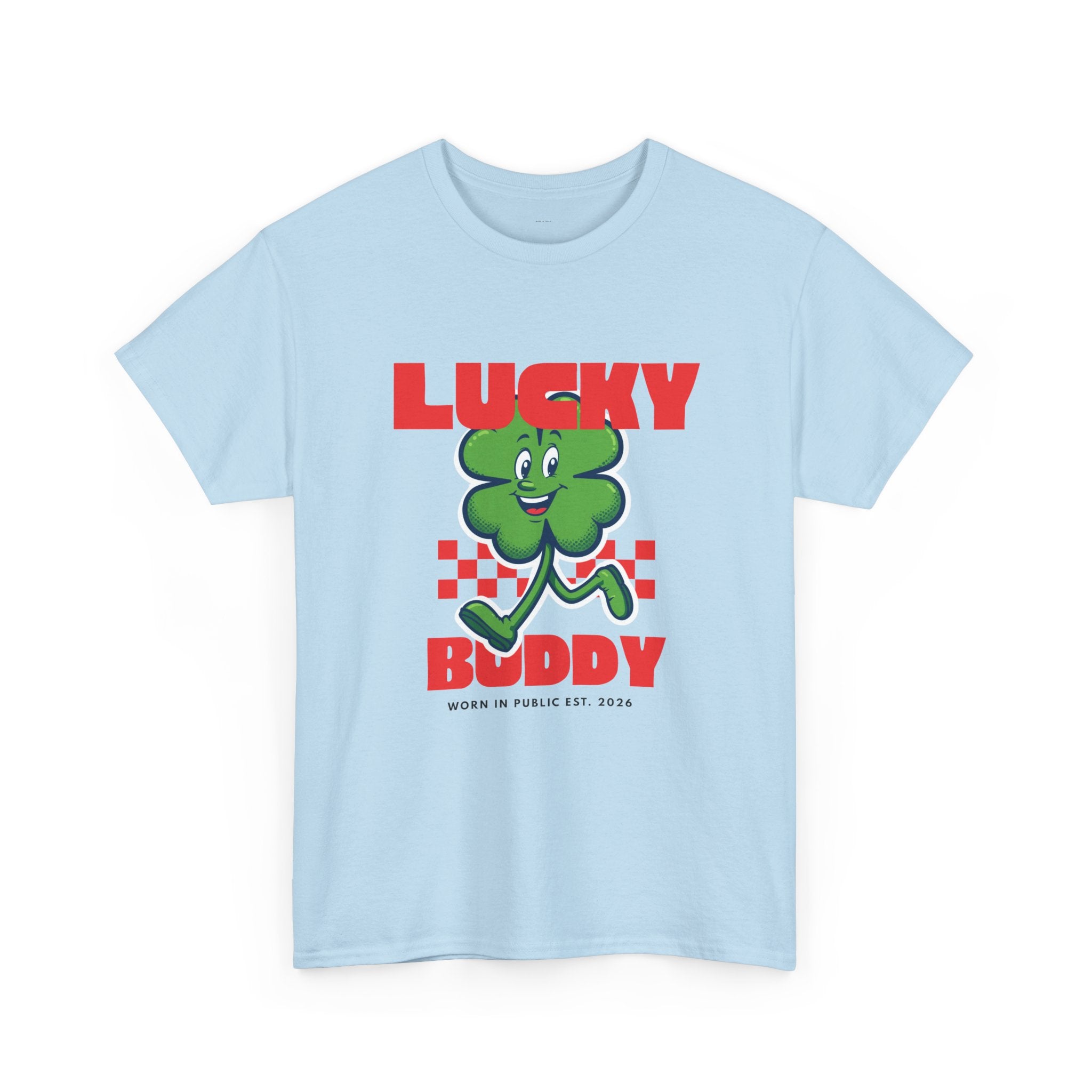 Lucky Buddy Clover T-Shirt | Retro Checker St. Patrick's Day Graphic Tee