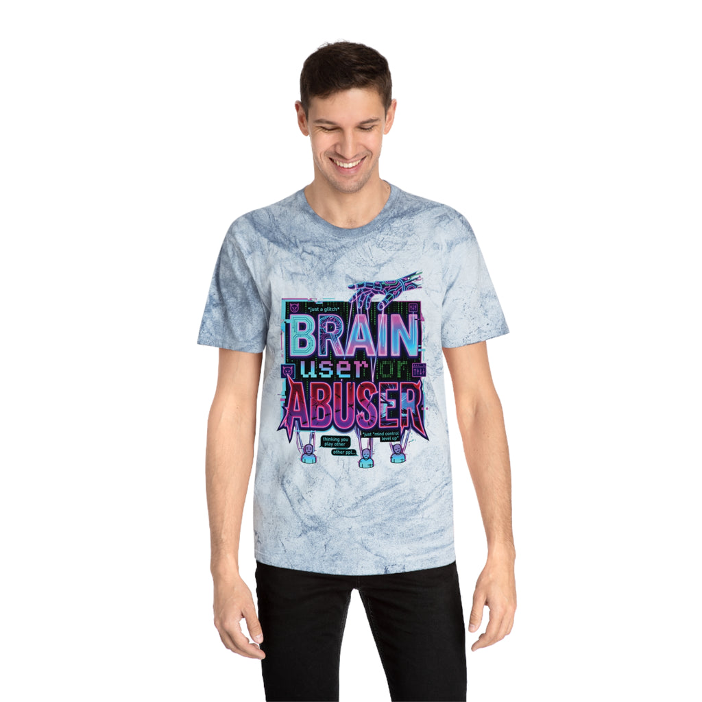 Brain User or Abuser GEN Z Premium Washed Graphic Tee — Retro Vaporwave 'Use Your Brain' Tie-Dye Shirt