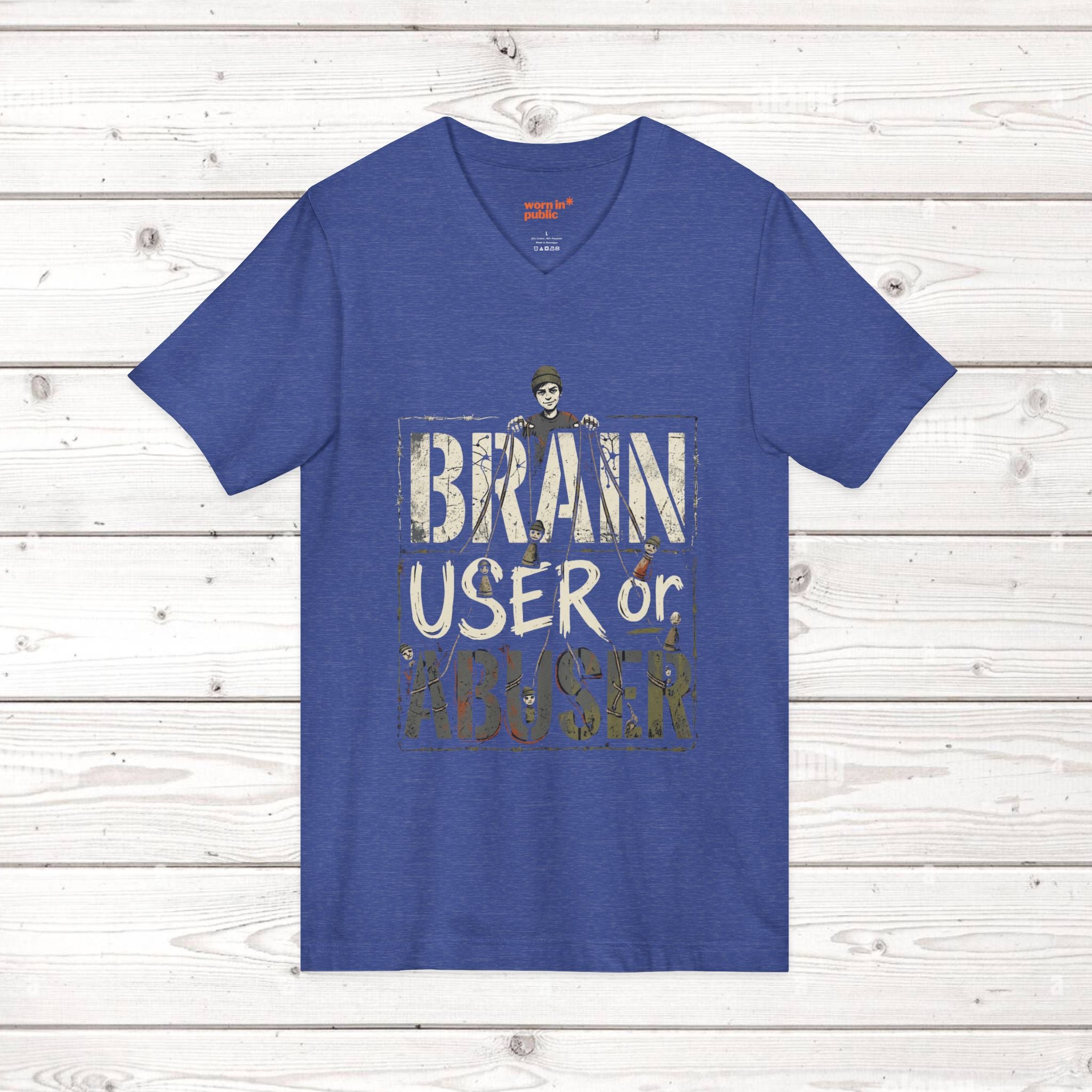 Brain User or Abuser Mens V-Neck Tee — Choose to See Graphic Awareness Shirt