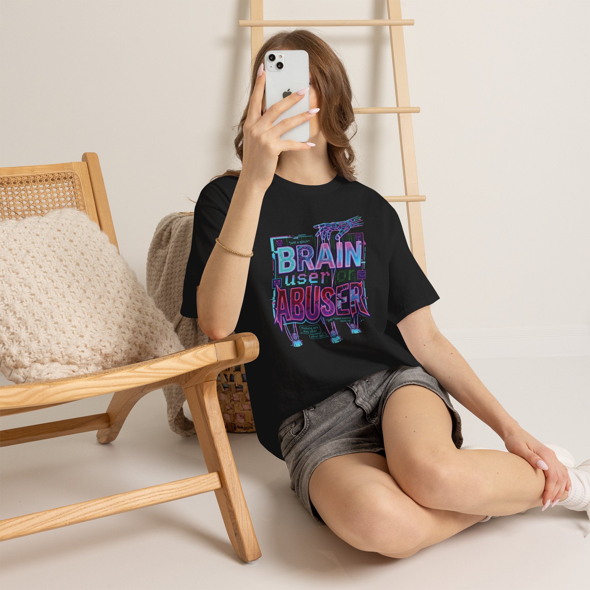 Brain User or Abuser GEN Z Unisex Tee — Retro Cyberpunk "Use Your Brain" Graphic T-Shirt