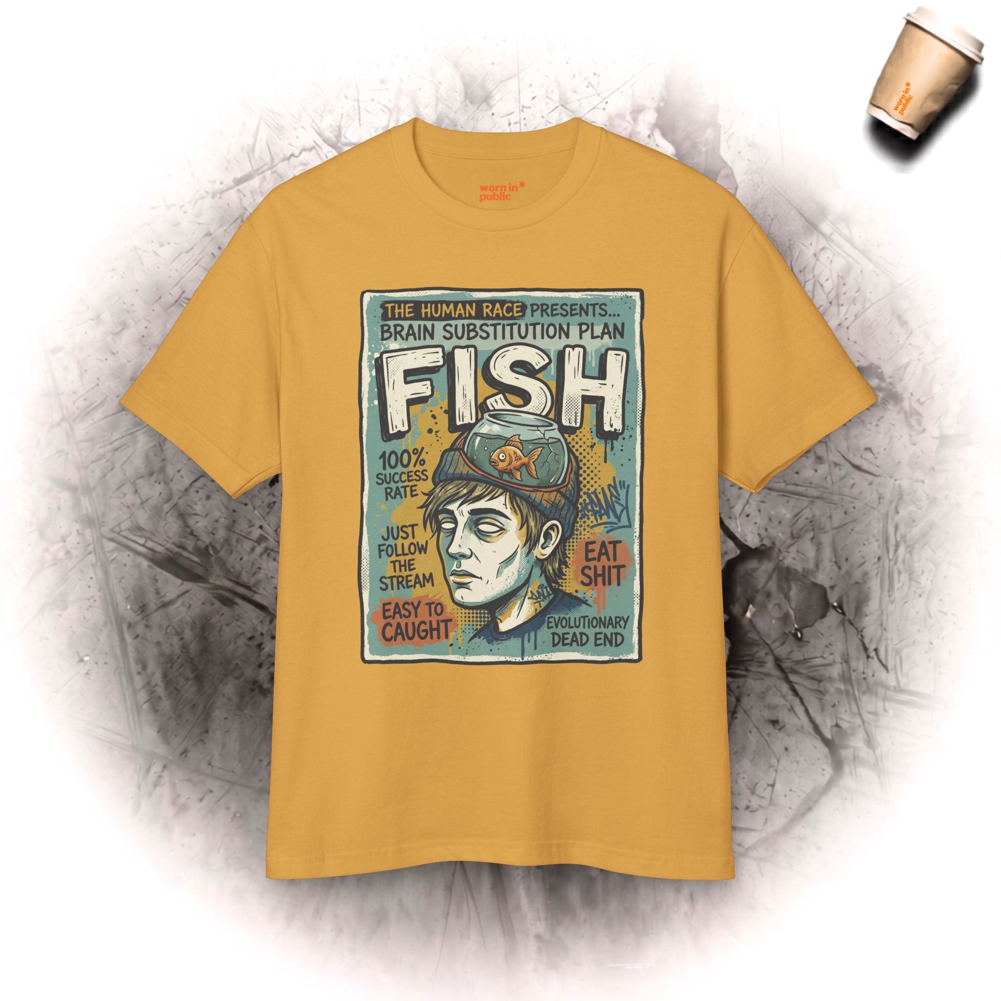Fischhirn | Unisex Vintage Surreal Grafik T-Shirt
