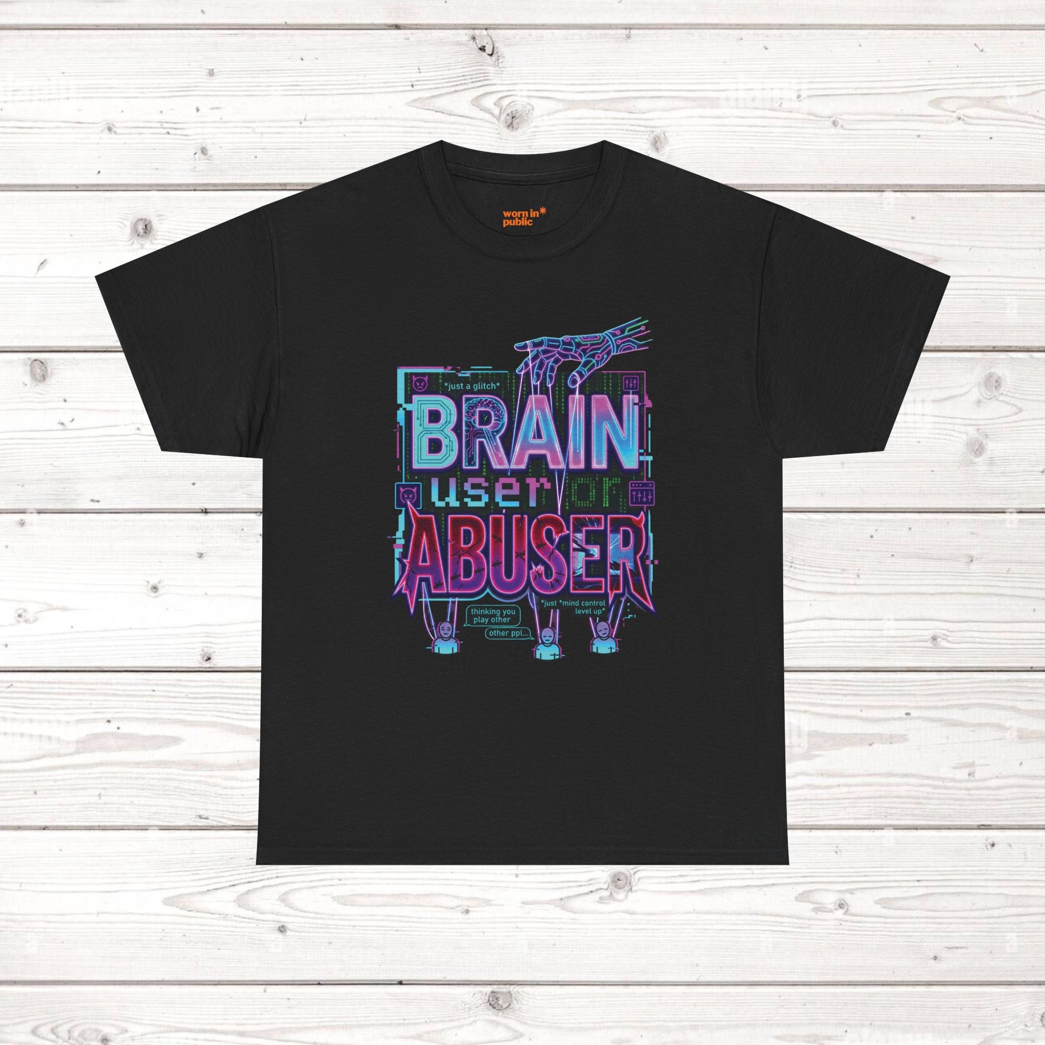Brain User or Abuser GEN Z Unisex Tee — Retro Cyberpunk "Use Your Brain" Graphic T-Shirt