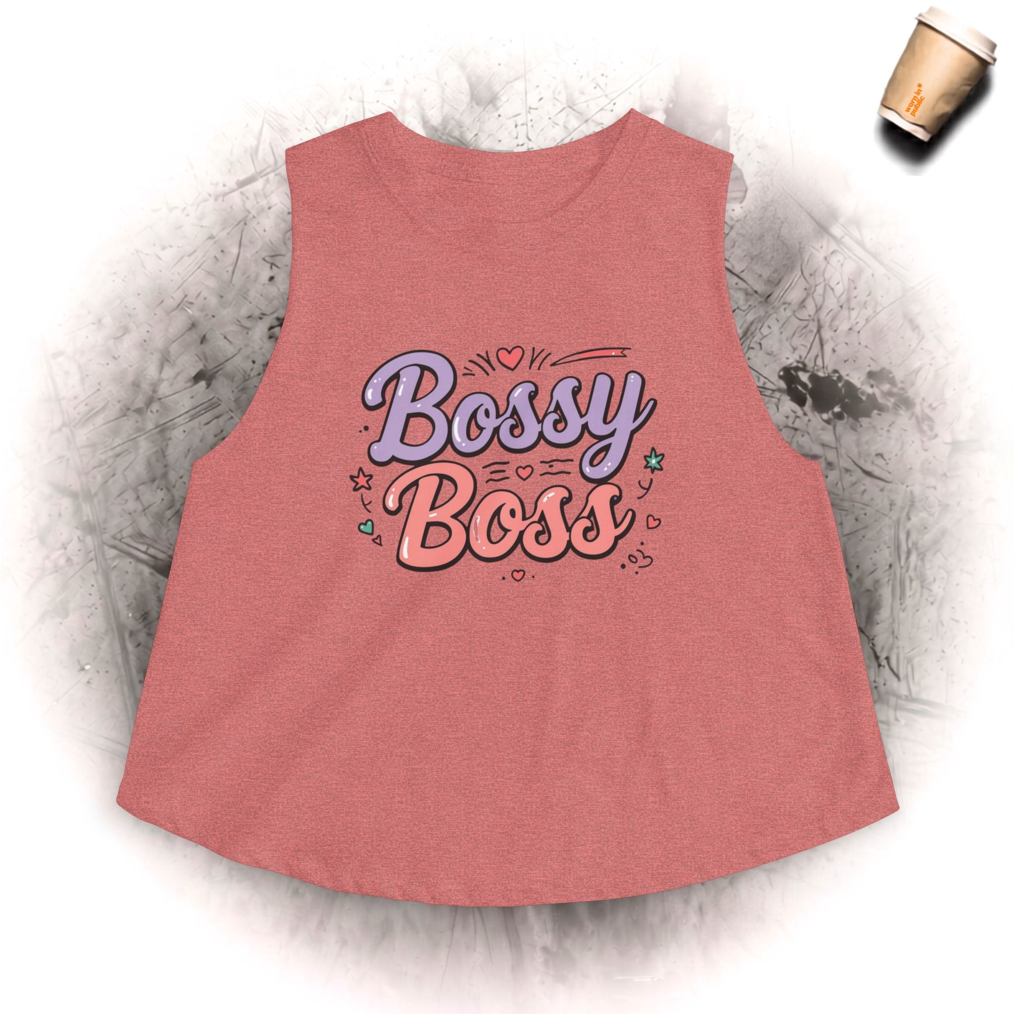 Bossy Boss Crop Top | Retro-Schriftzug-Top mit Pastell-Herzen & Sternen