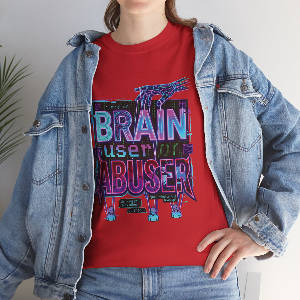 Brain User or Abuser GEN Z Unisex Tee — Retro Cyberpunk "Use Your Brain" Graphic T-Shirt