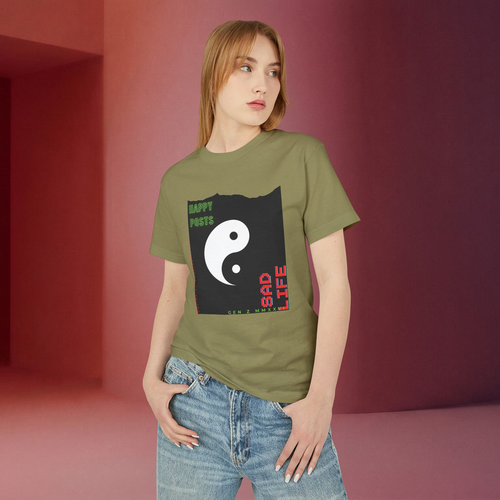 Yin Yang 'Happy Posts / Sad Life' | Vintage Garment-Dyed Unisex Graphic Tee