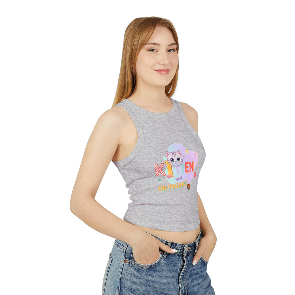 Kitten or Tiger Tank Top | Cute Pastel Cat Graphic with Retro Letters