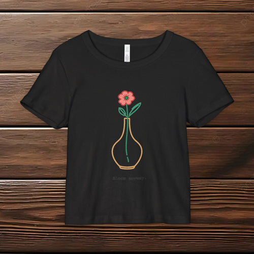 Bloom Anyway ORGANIC Women's Rib Baby Tee | Floral Botanical Graphic Top