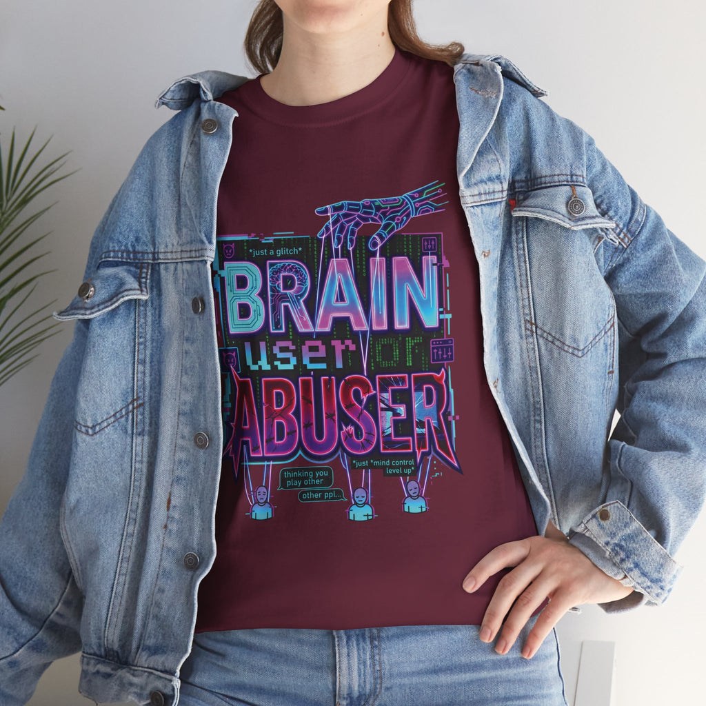 Brain User or Abuser GEN Z Unisex Tee — Retro Cyberpunk "Use Your Brain" Graphic T-Shirt