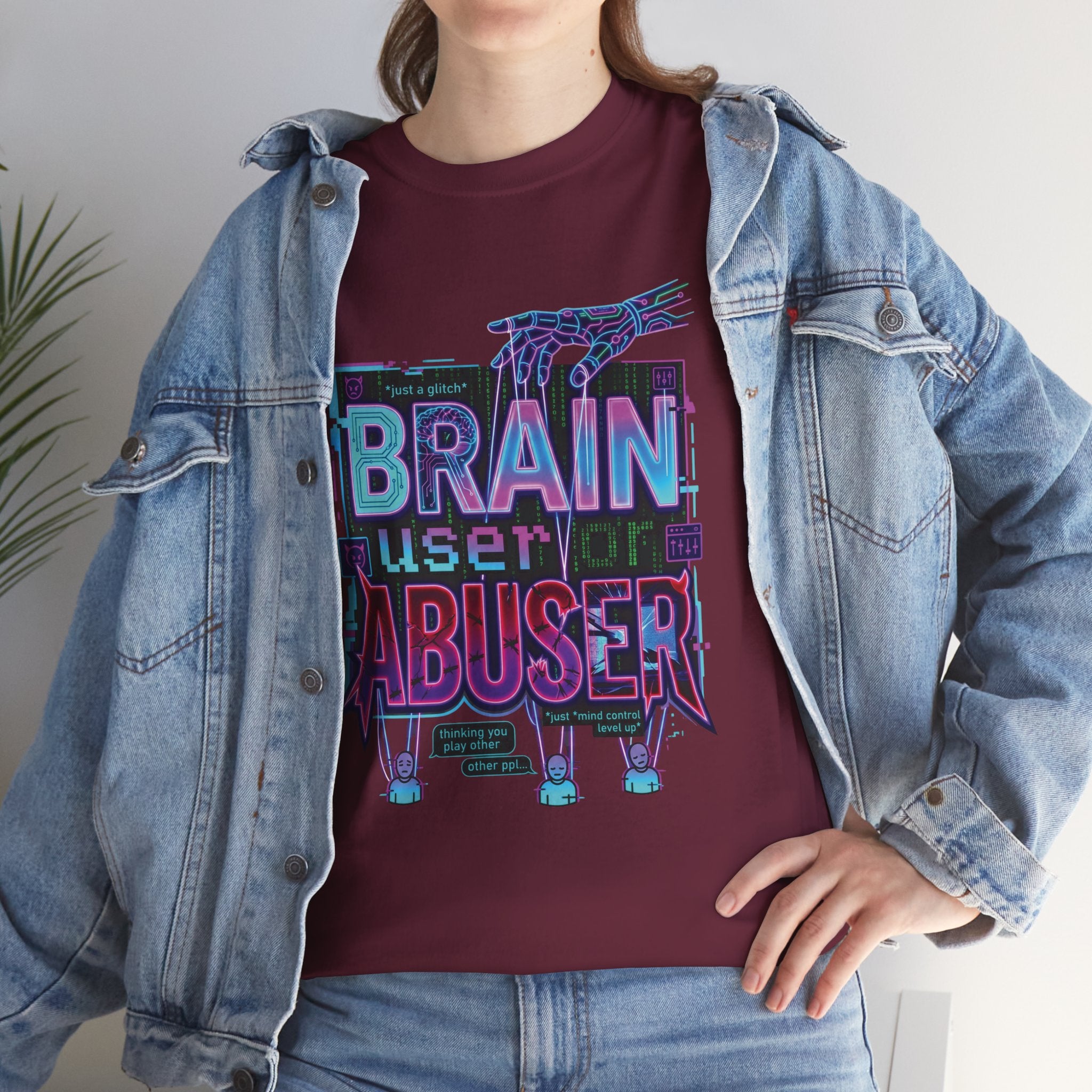 Brain User or Abuser GEN Z Unisex Tee — Retro Cyberpunk "Use Your Brain" Graphic T-Shirt