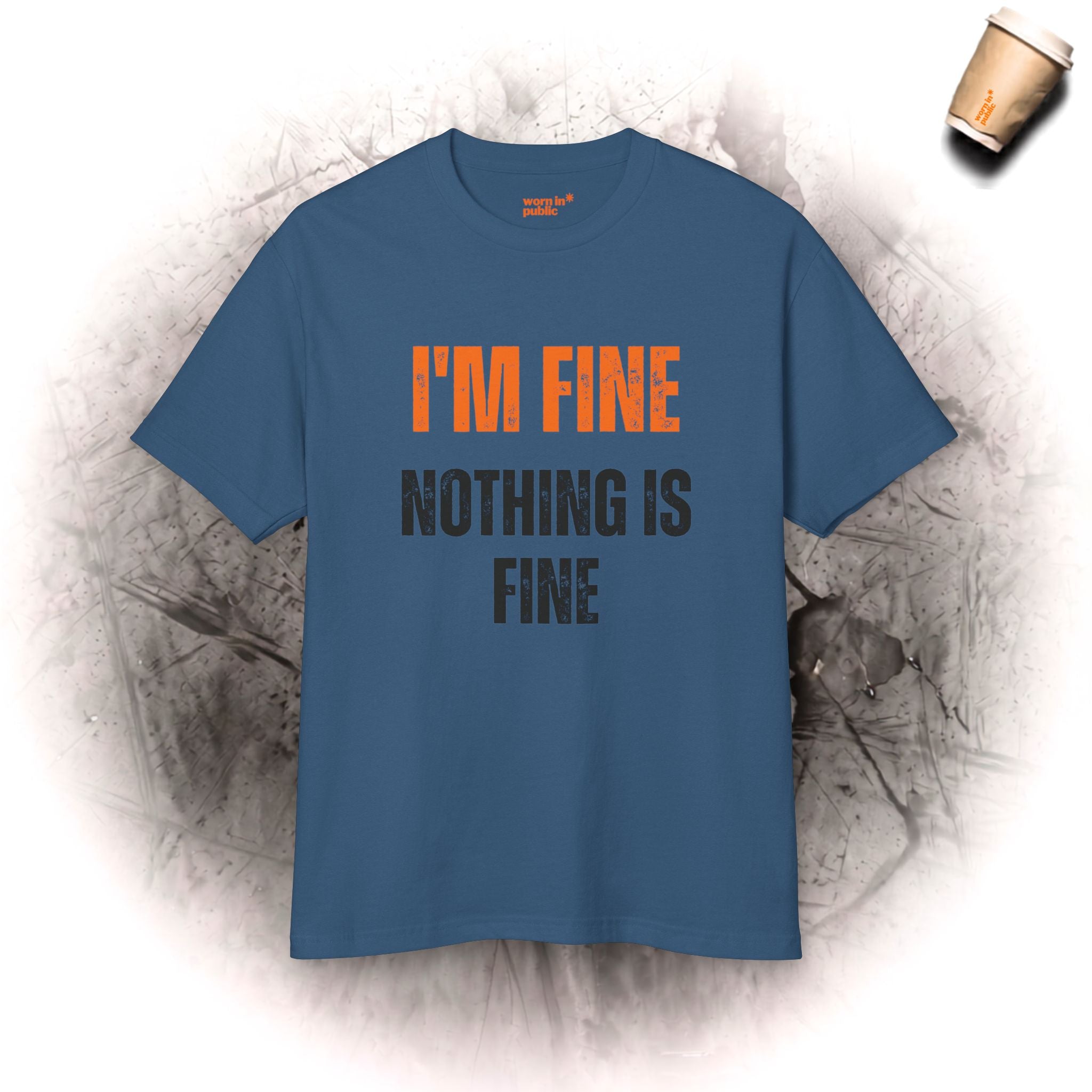 I'm Fine Nothing Is Fine V-Ausschnitt-T-Shirt | Sarkastisches T-Shirt mit Mental-Health-Humor