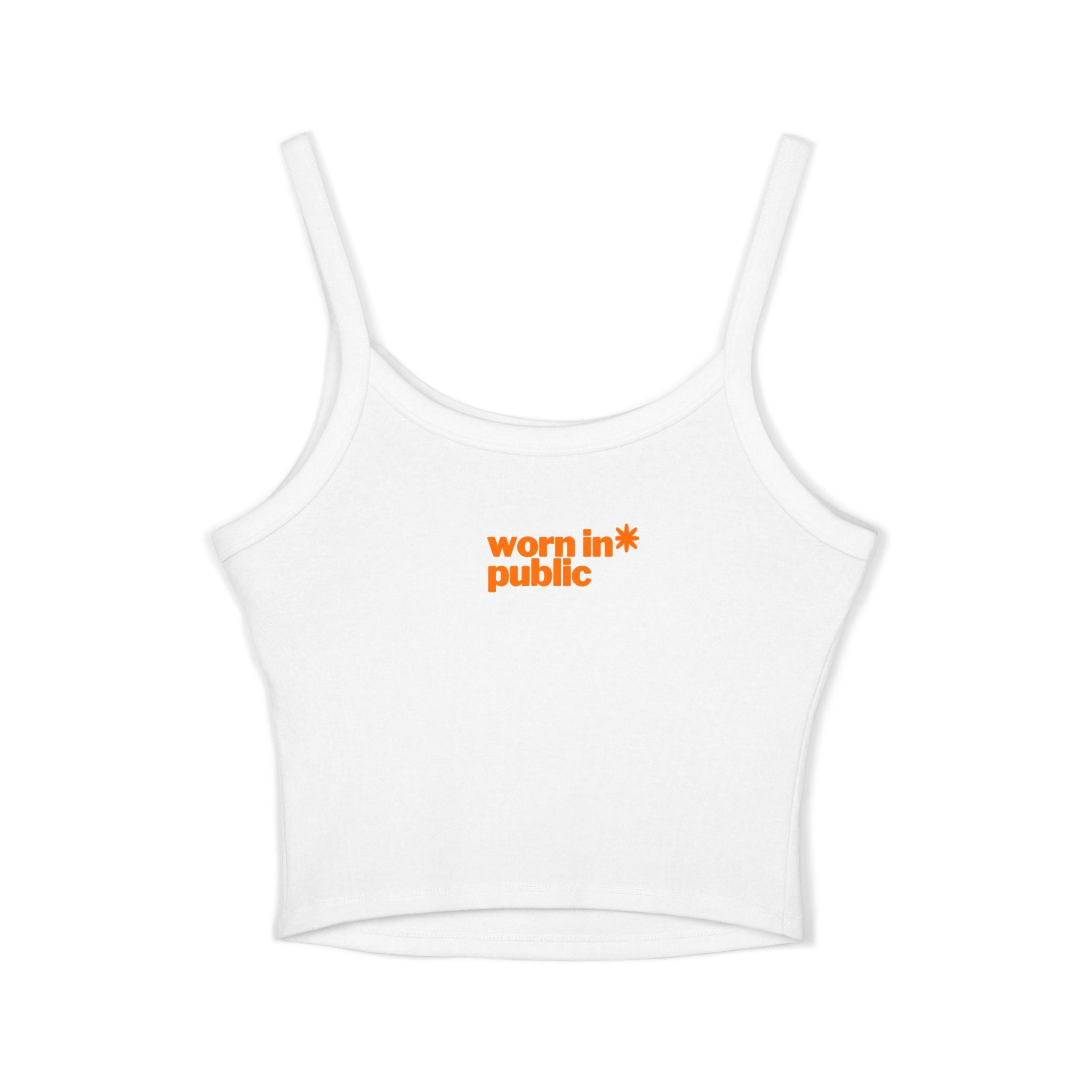No Filter Here Spaghetti Strap Tank Top | Colorful Bubble Letter Slogan
